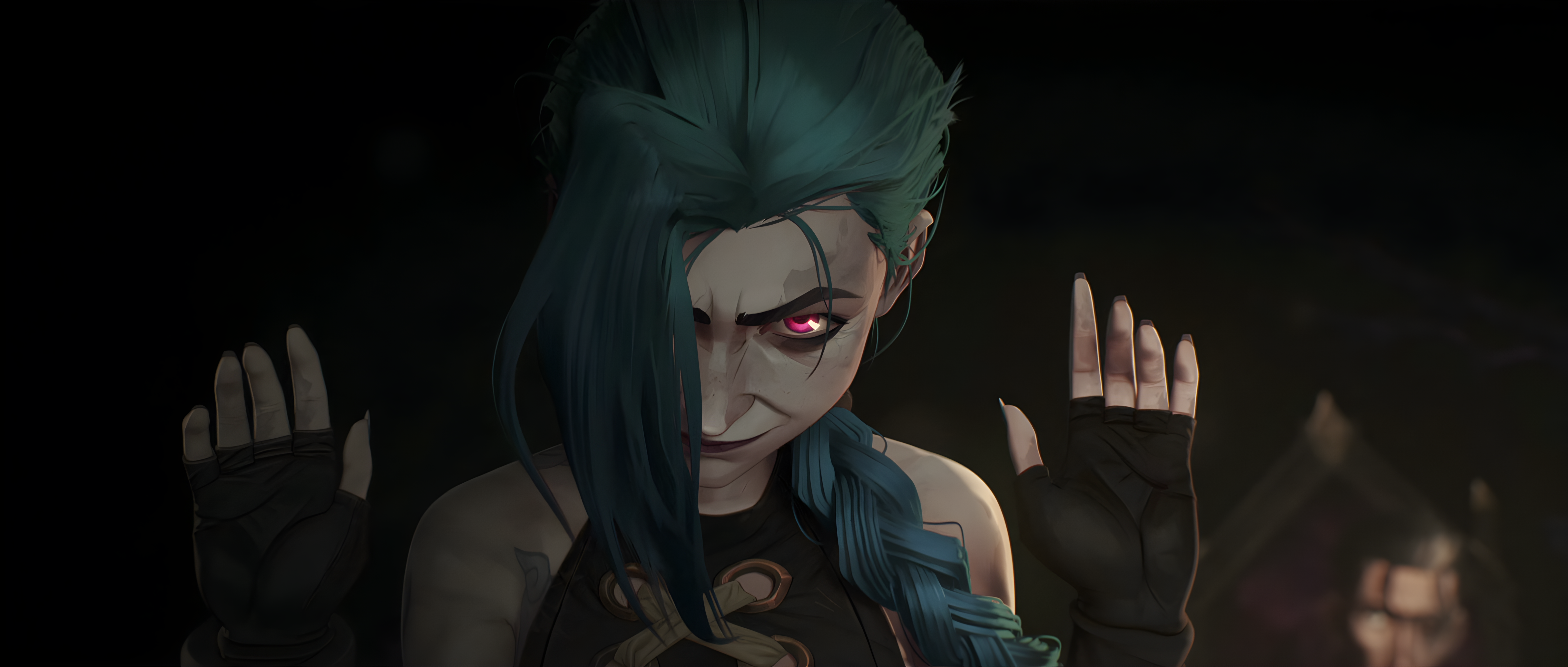 4K Arcane Jinx with fingerless gloves HD Wallpaper