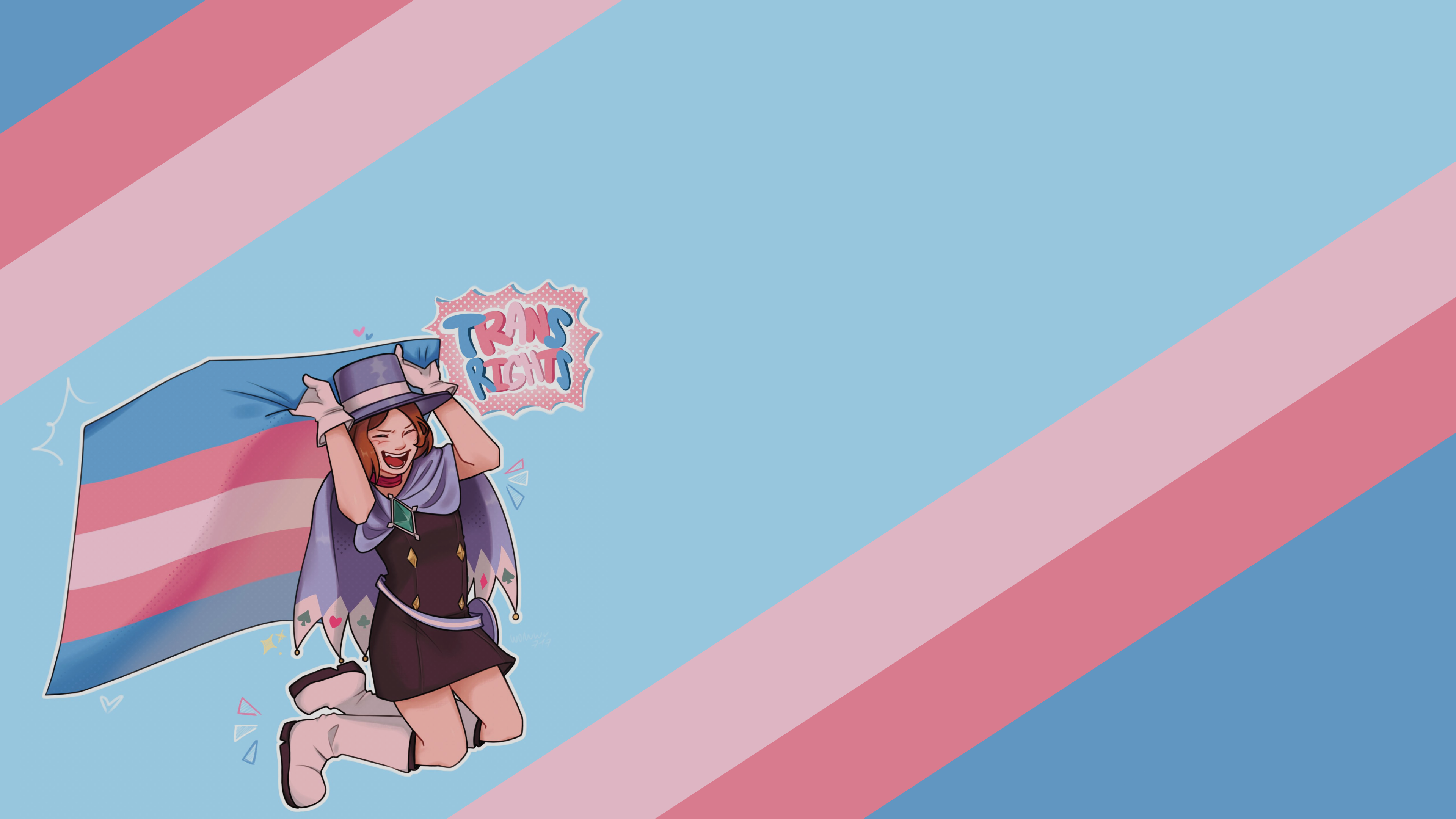Trucy Wright holding a transgender flag HD Wallpaper