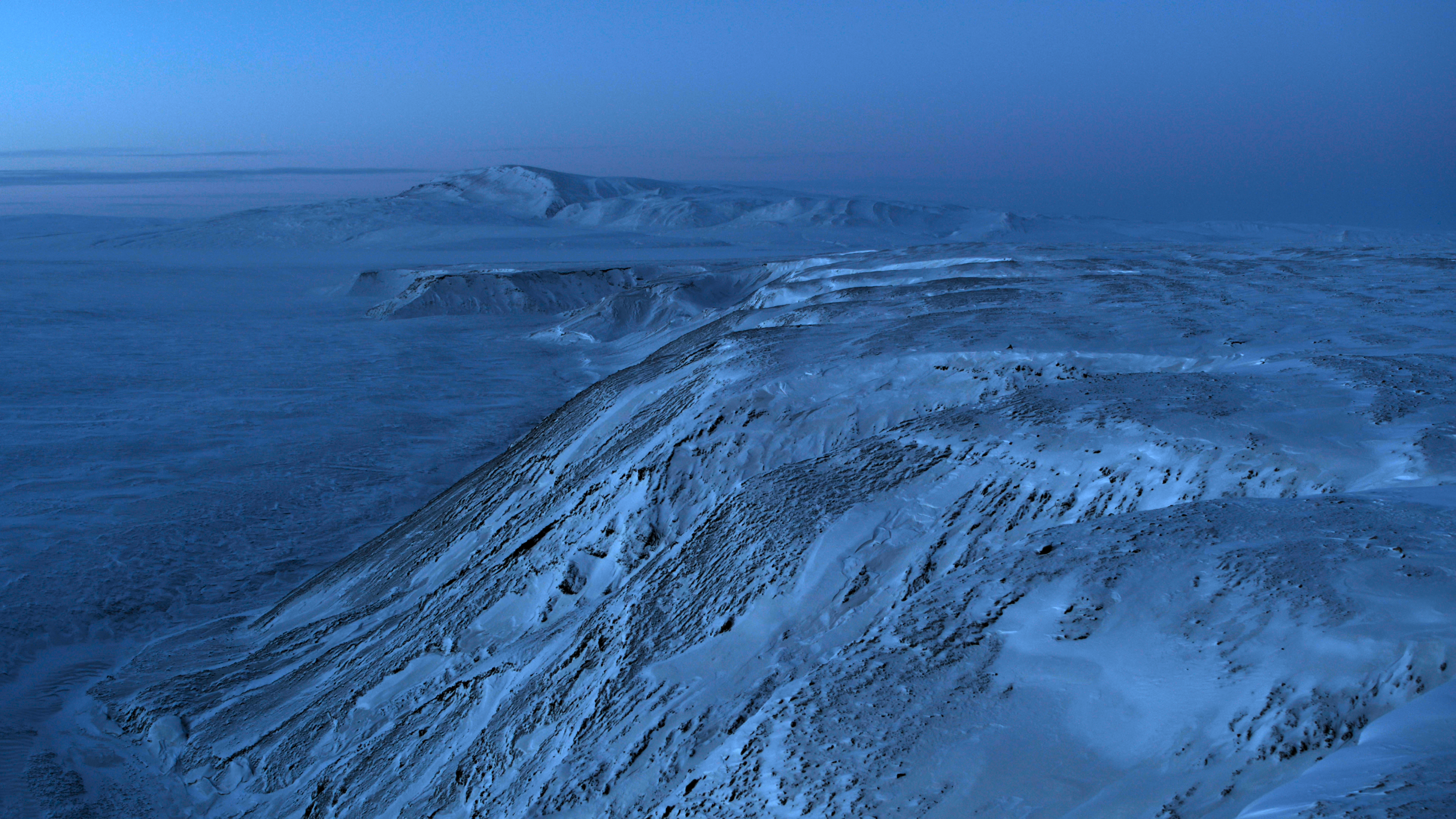 4K snow-covered mountains in winter landscape HD Wallpaper