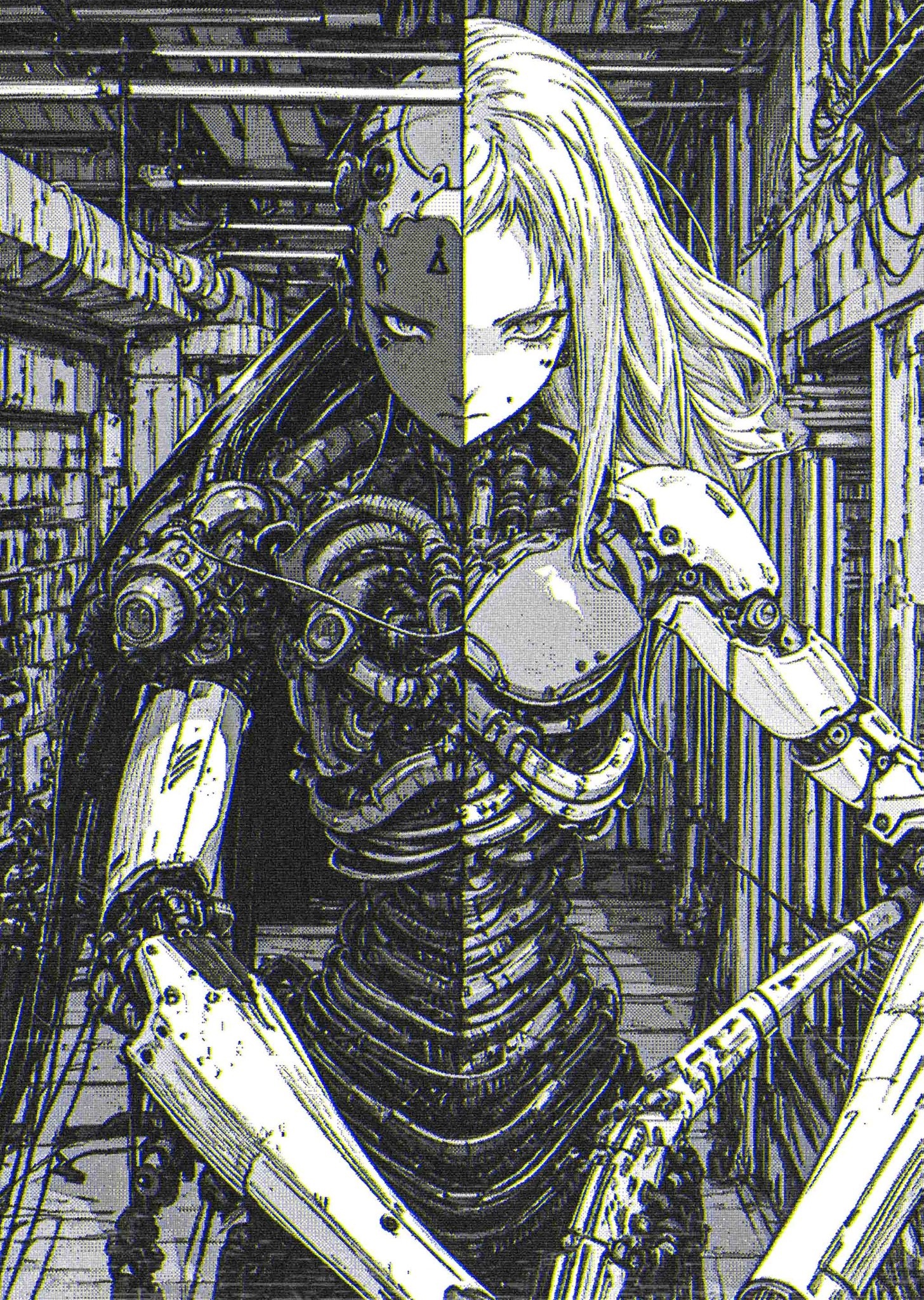 Cyborg with mechanical and human halves HD Phone Wallpaper