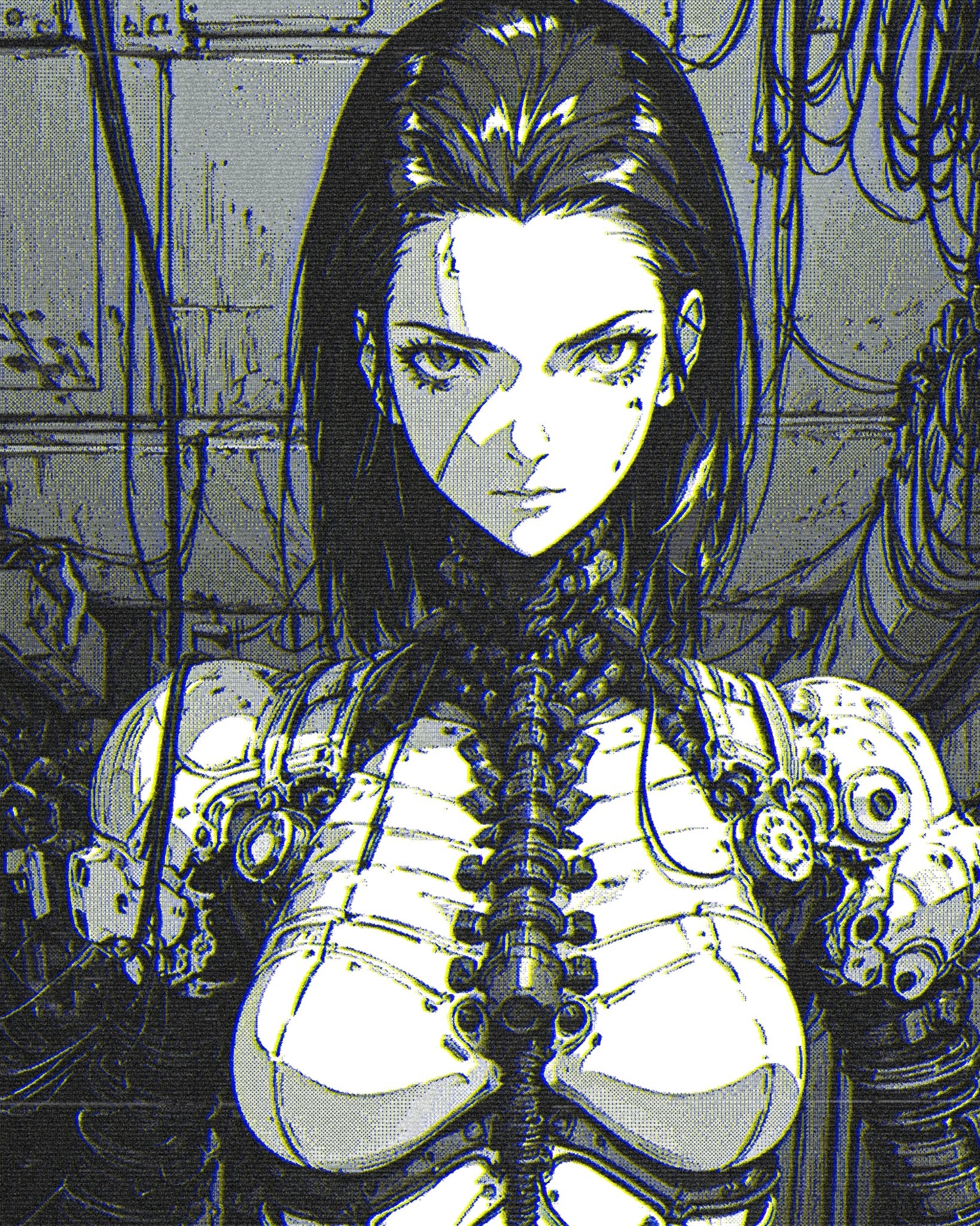Monochrome Cyborg Woman with Robotic Body HD Phone Wallpaper