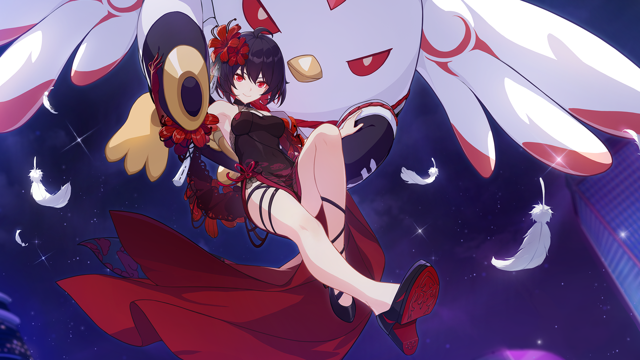 Seele Vollerei with a large bird-like creature HD Wallpaper
