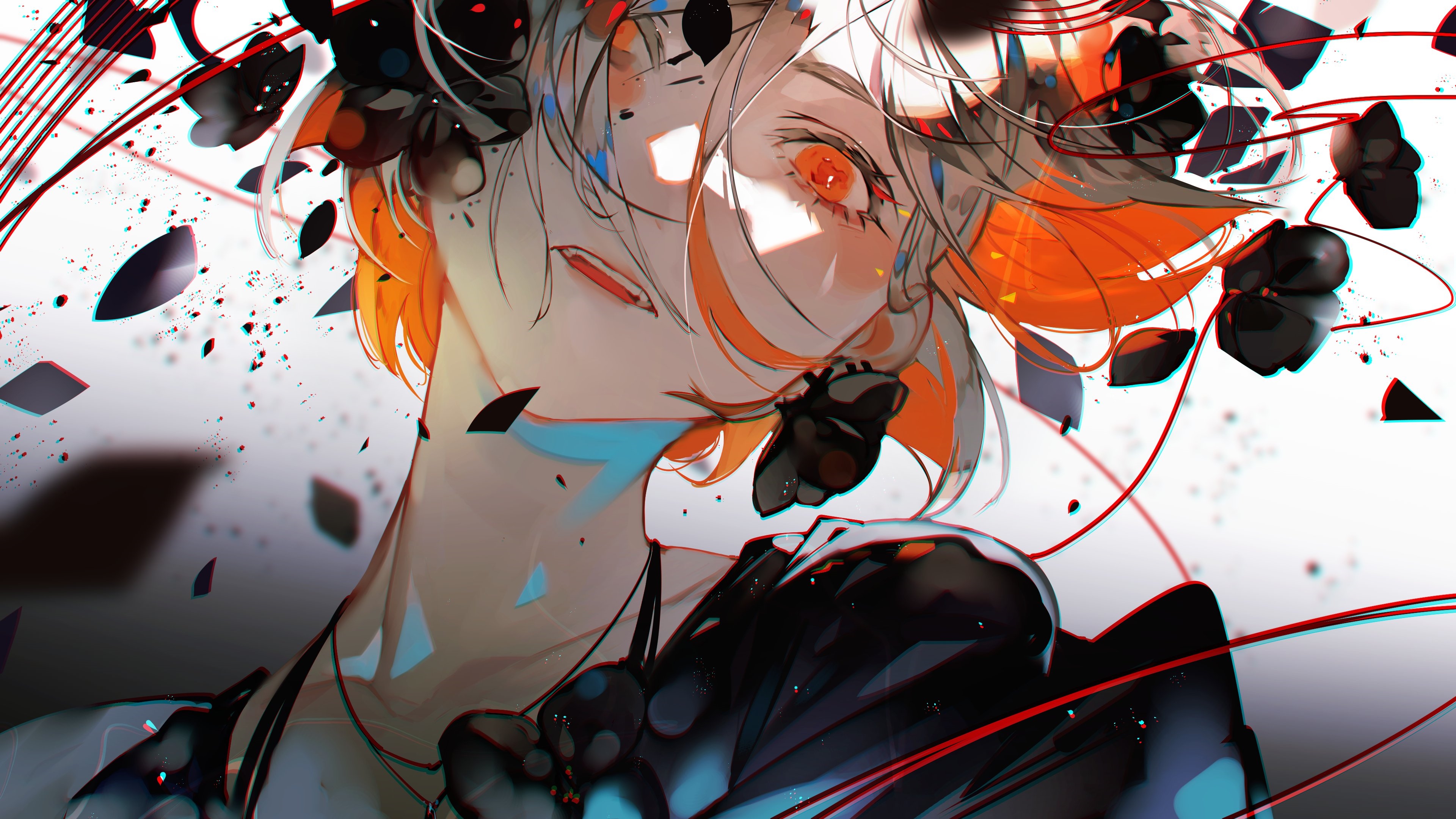 4K abstract anime art with petals and flowers HD Wallpaper