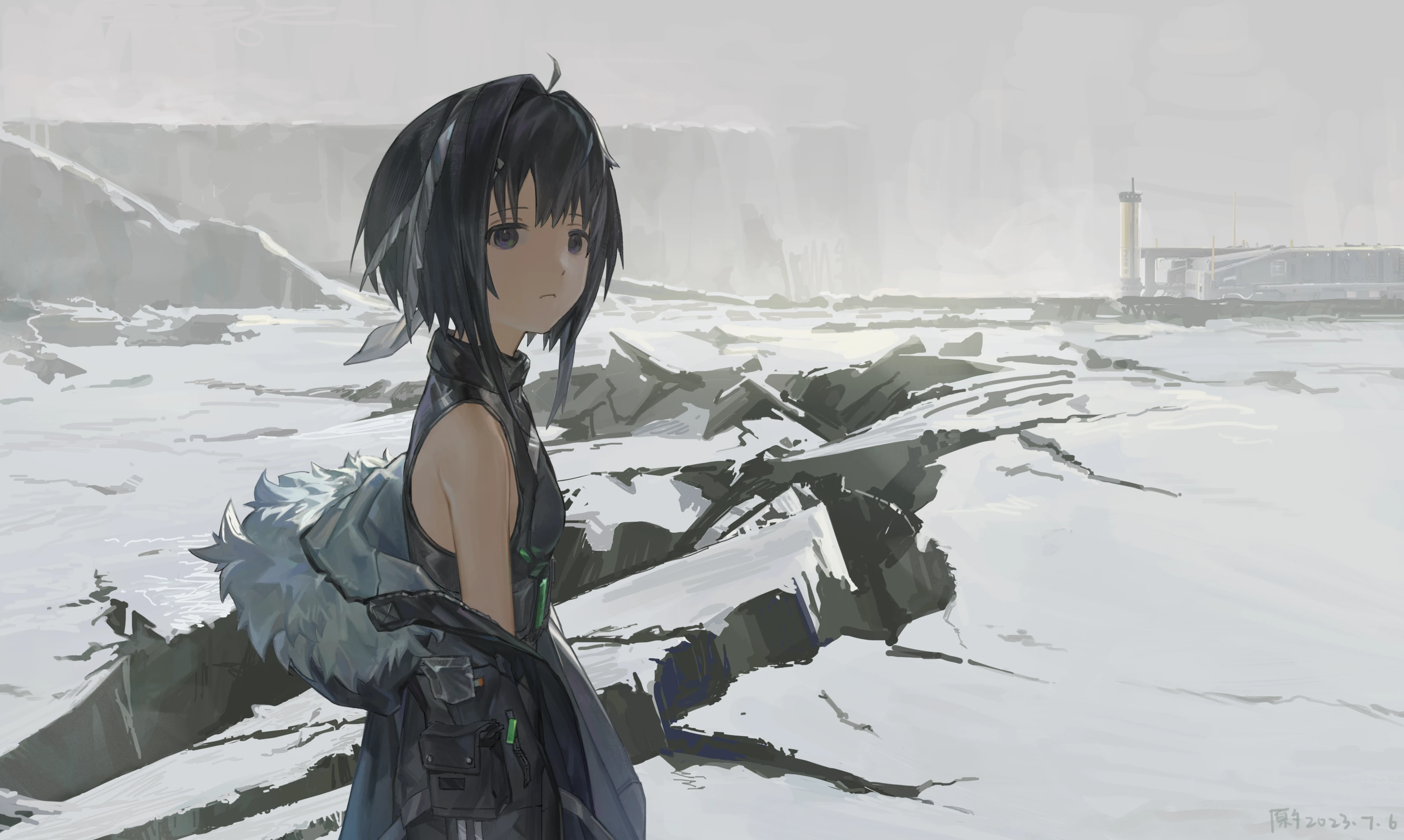 La Pluma from Arknights in a snowy landscape HD Wallpaper