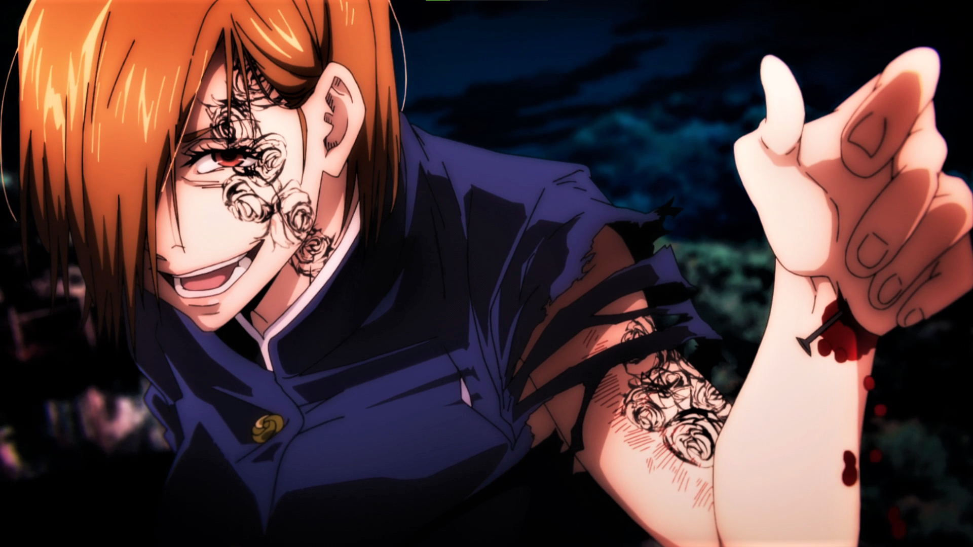Kugisaki Nobara with tattoos and nails in Jujutsu Kaisen HD Wallpaper