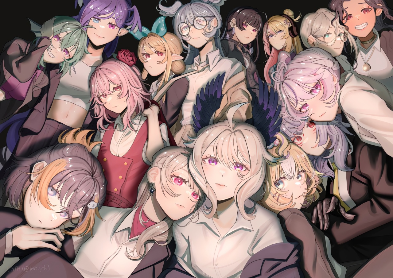 Nijisanji members posing together for a group photo HD Wallpaper