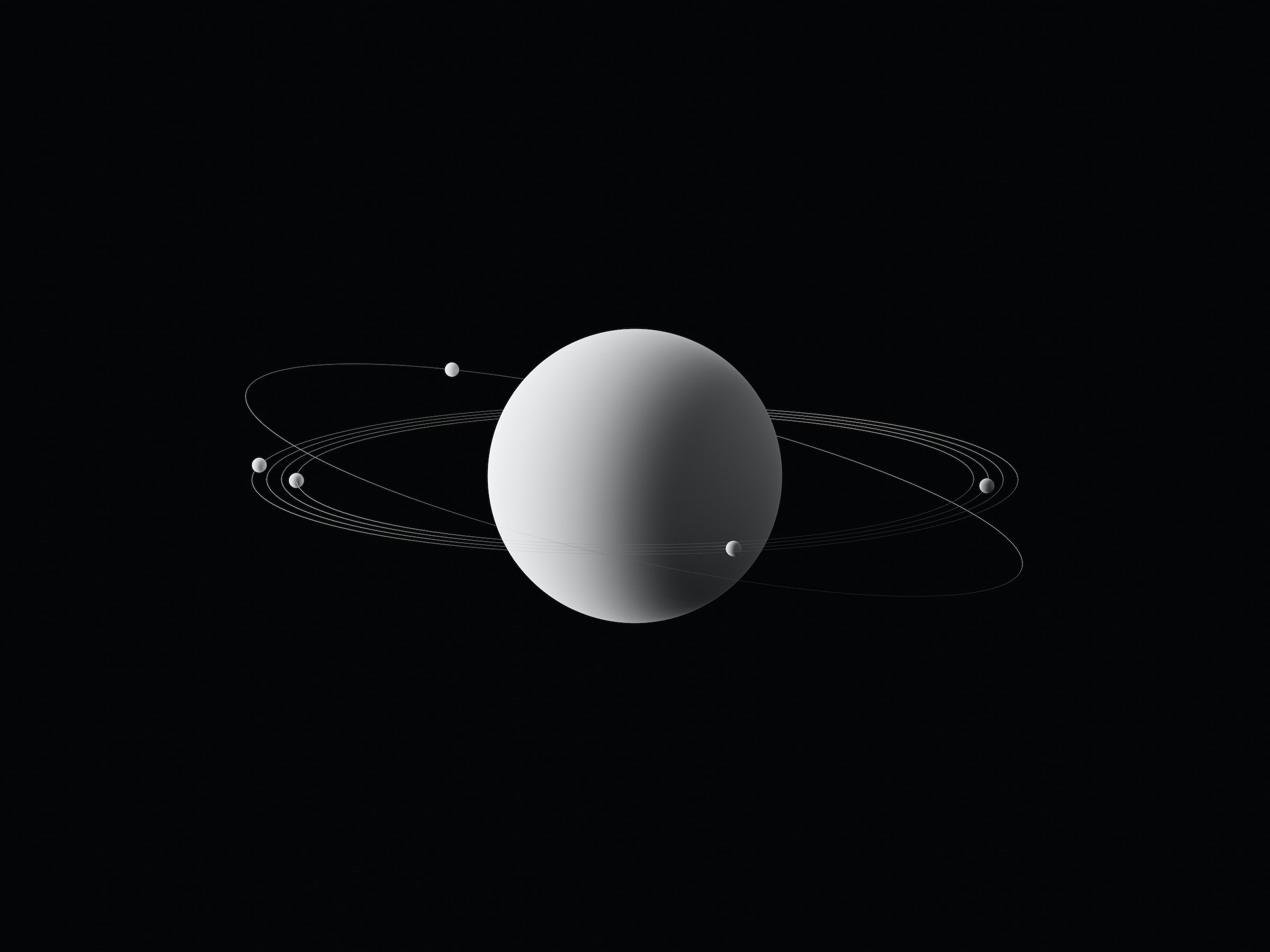 A planet with rings and moons in space HD Wallpaper