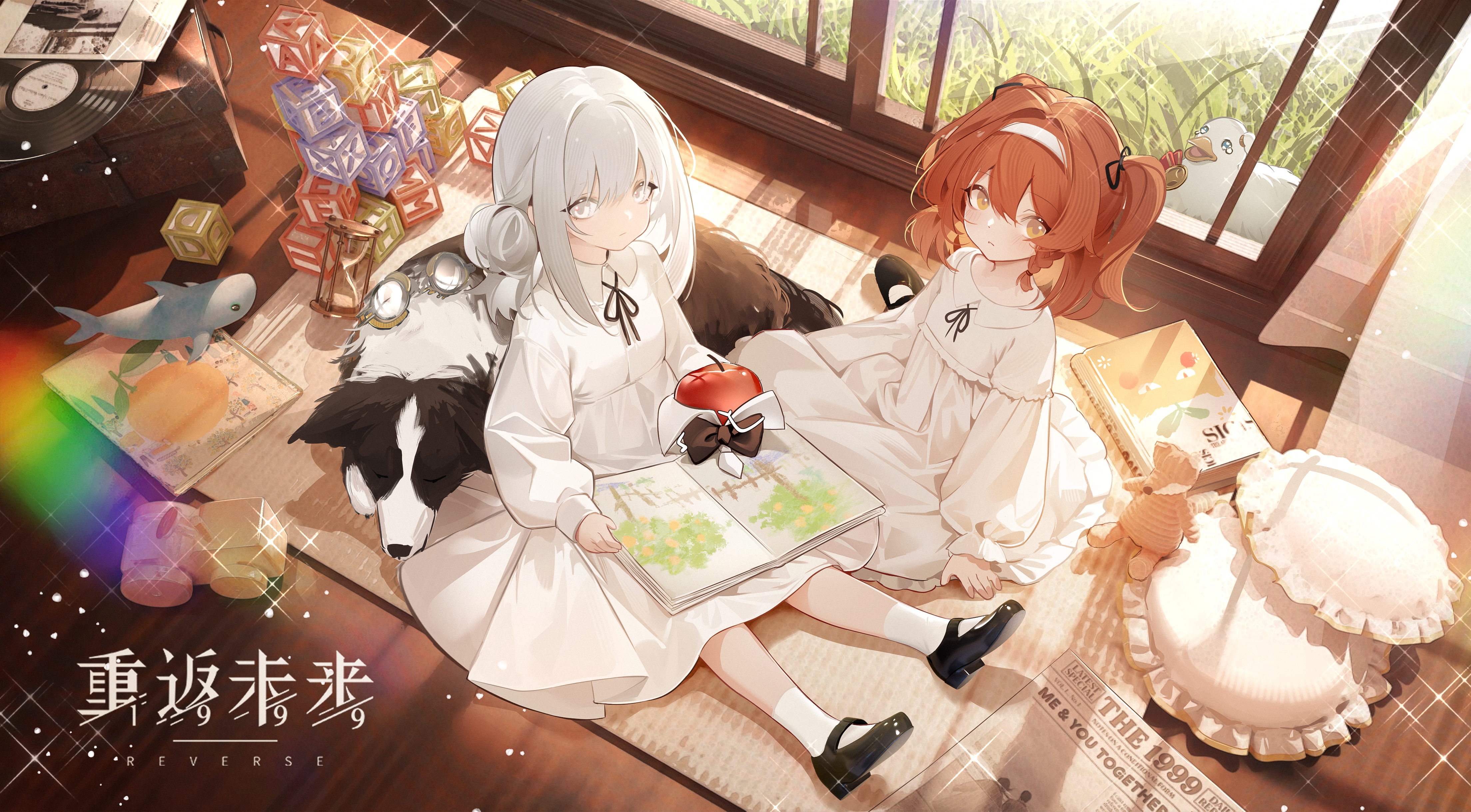 Reverse:1999 girls with dog and toys HD Wallpaper