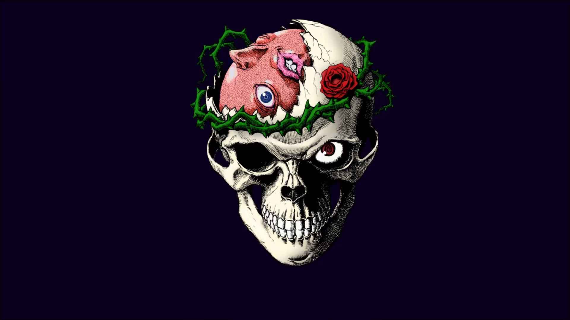 Skull with a Behelit and a rose from Berserk HD Wallpaper