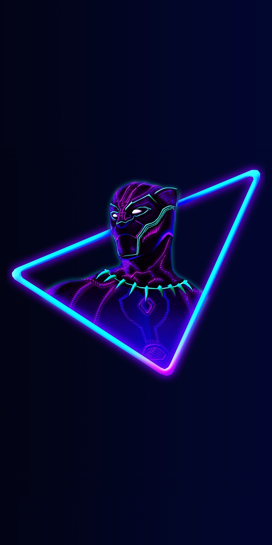 Neon Black Panther in a Triangle Frame HD Phone Wallpaper