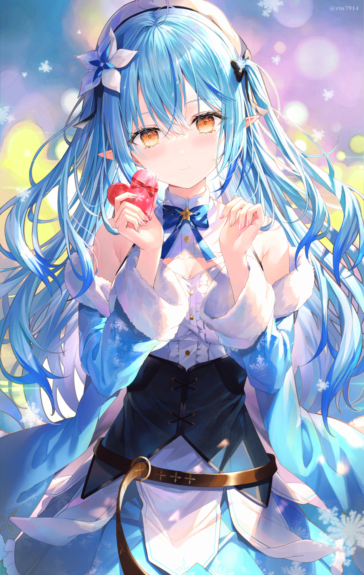 Yukihana Lamy Holding a Heart-Shaped Candy HD Phone Wallpaper