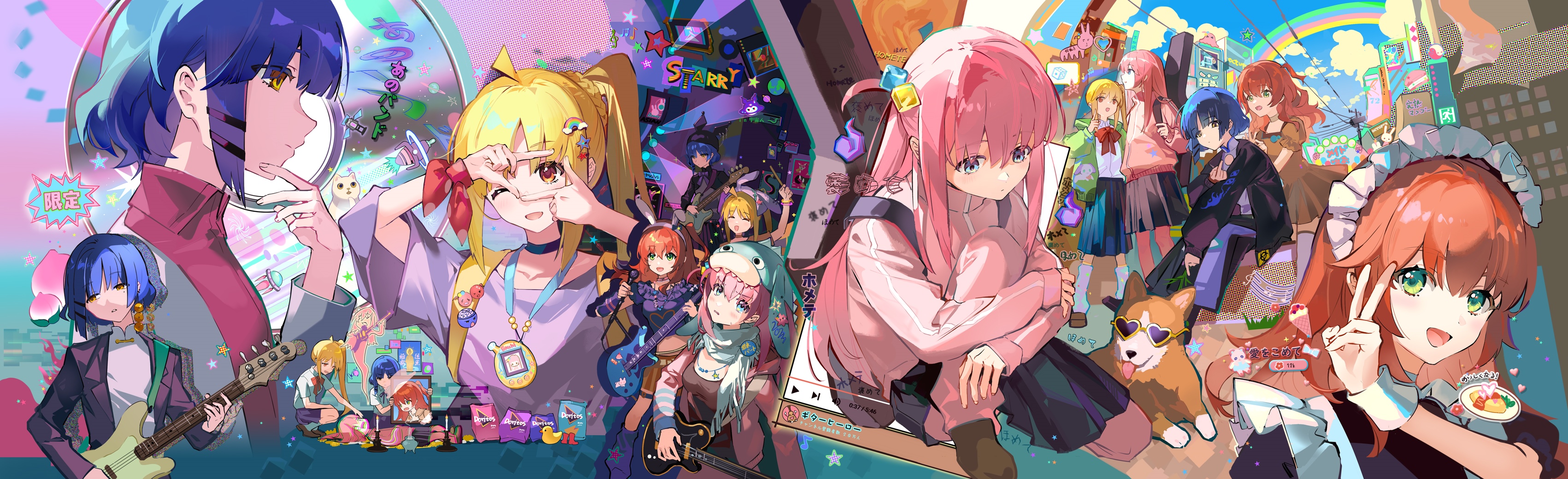 BOCCHI THE ROCK! Characters with Guitars HD Wallpaper