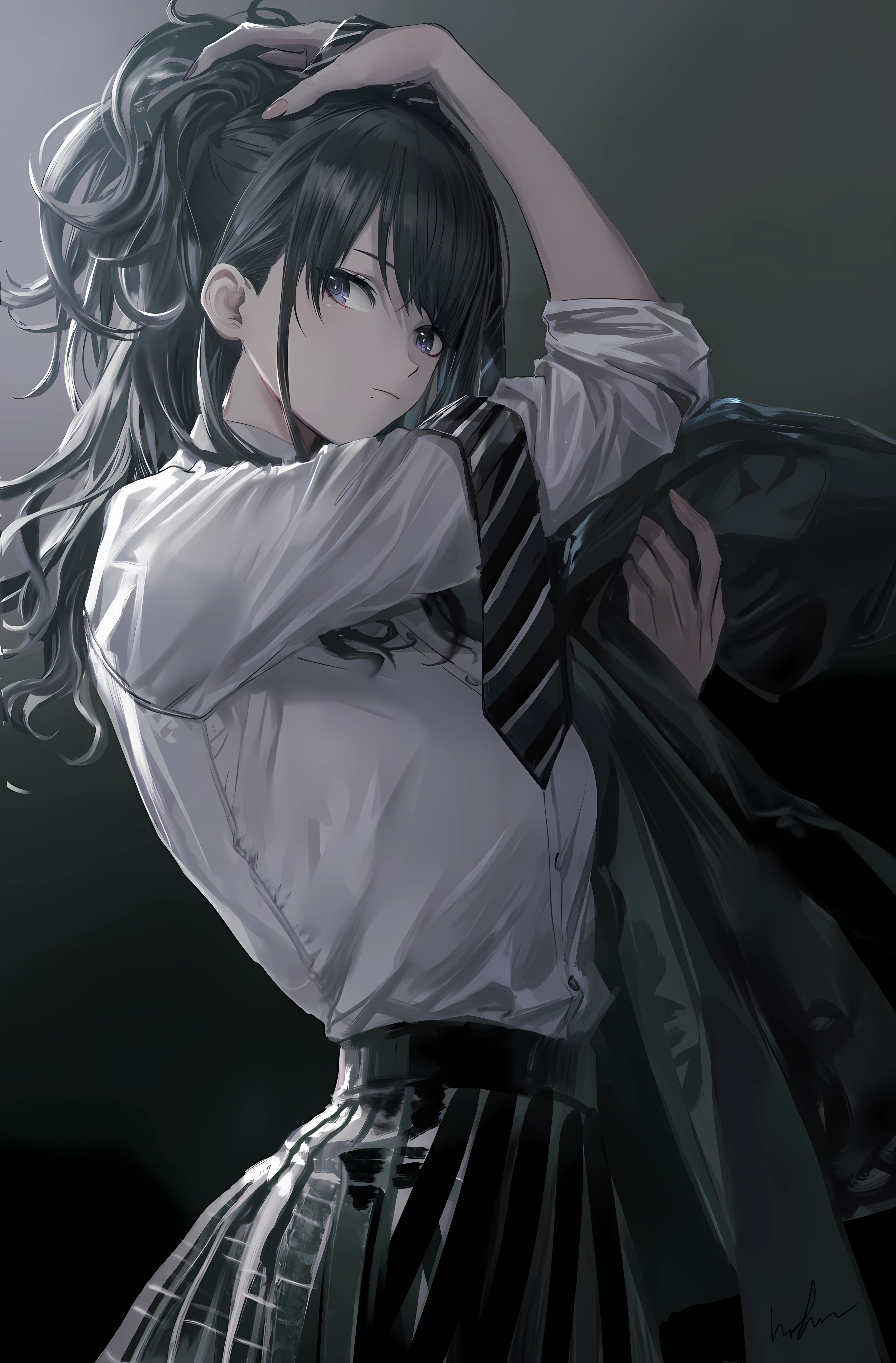 4K Schoolgirl in Uniform HD Phone Wallpaper