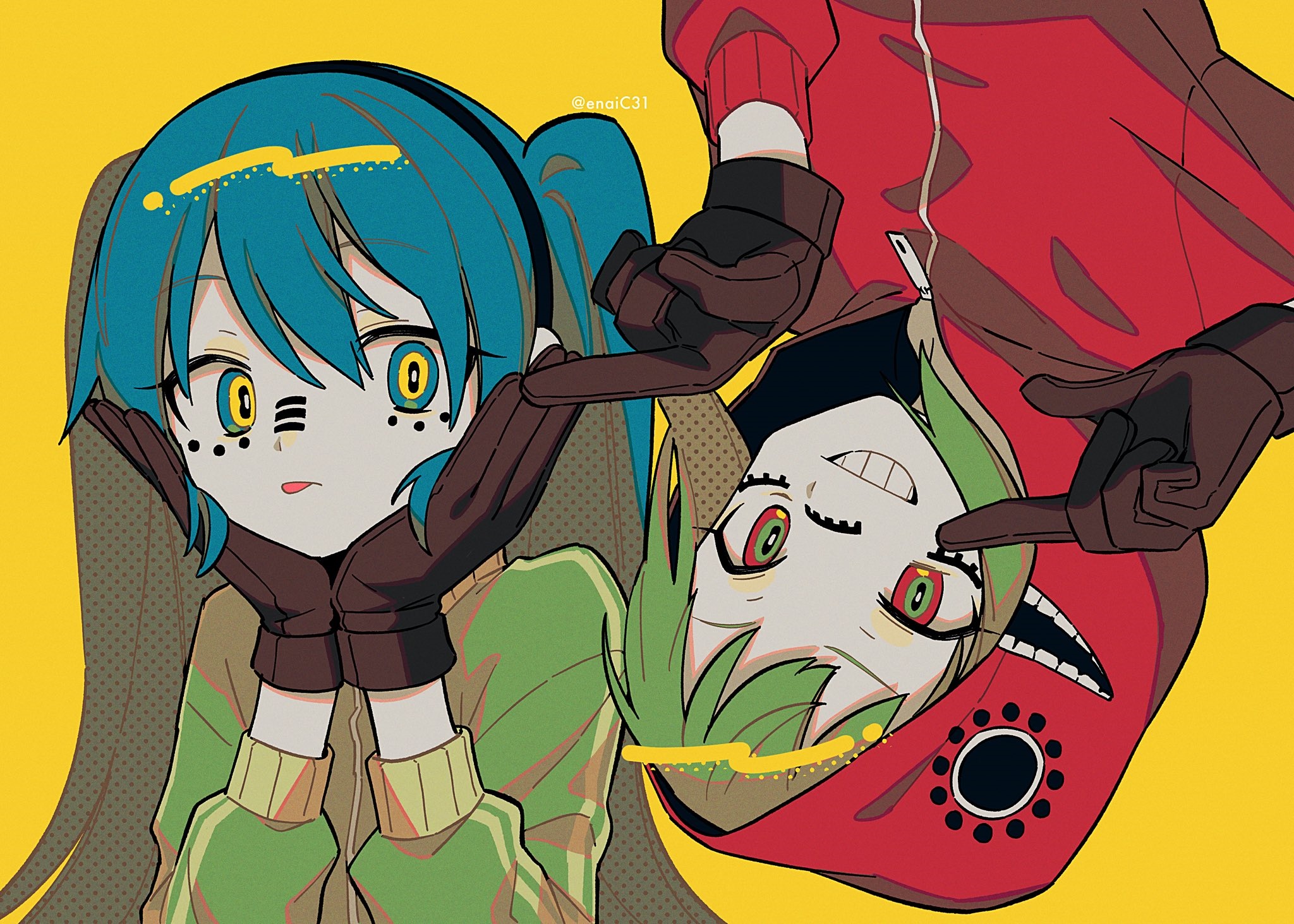 Vocaloid characters Megpoid Gumi and Hatsune Miku HD Wallpaper