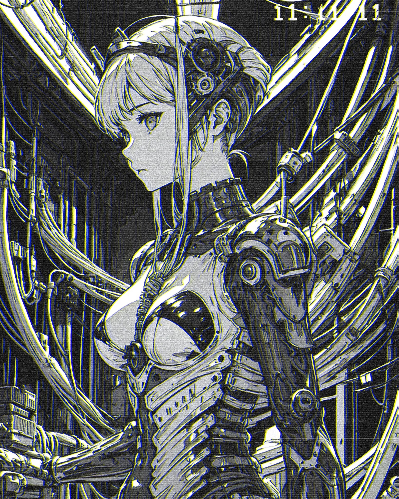 Cyberpunk Cyborg Girl with Mechanical Arms HD Phone Wallpaper