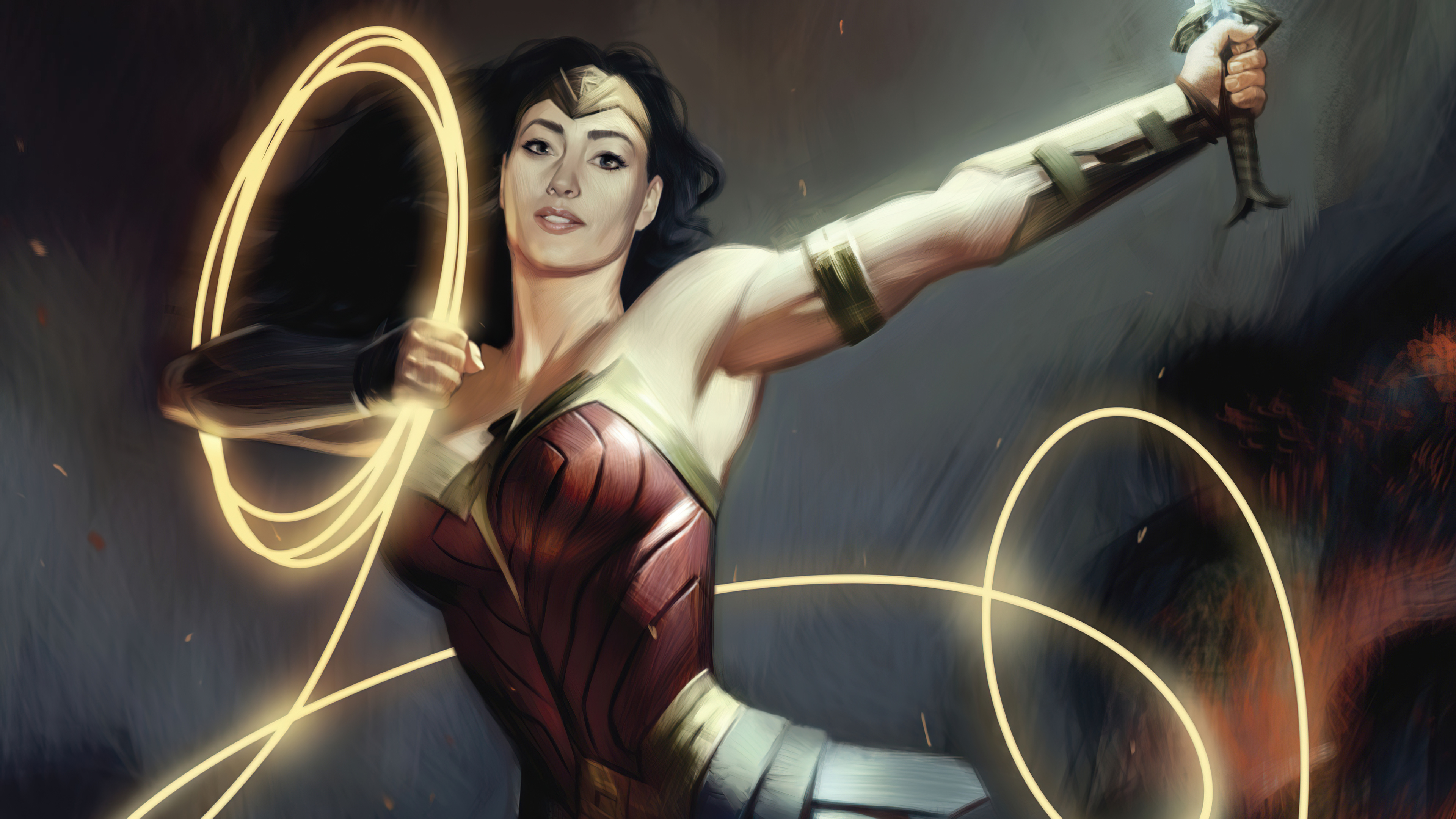 Wonder Woman 4K with Lasso of Truth HD Wallpaper