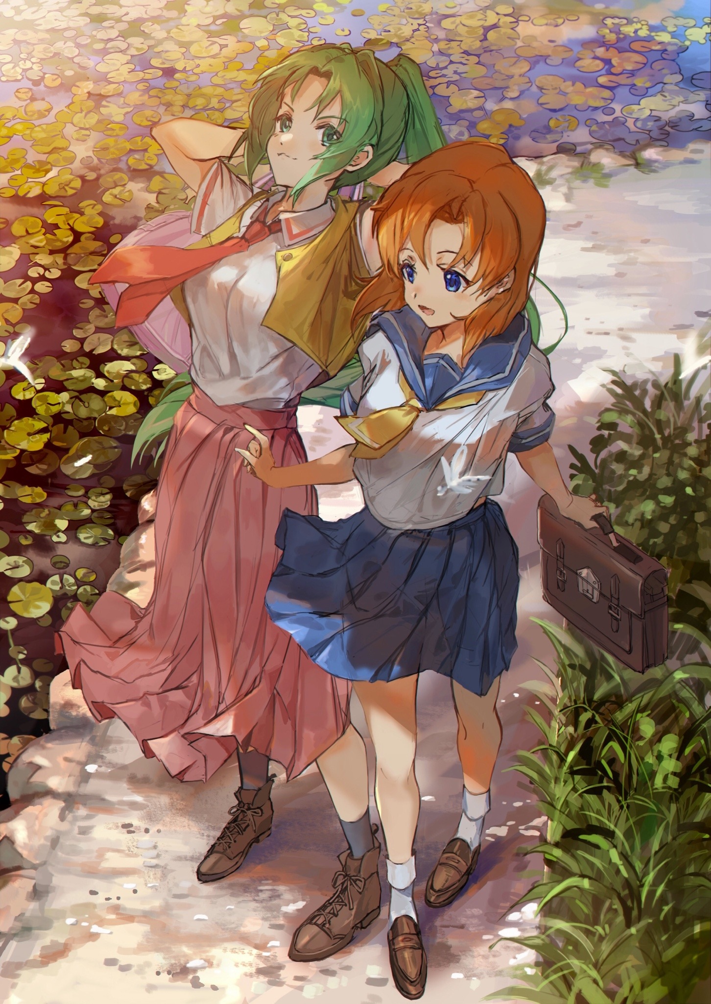 Sonozaki Mion and Ryuuguu Rena from Higurashi No Naku Koro Ni HD Phone Wallpaper