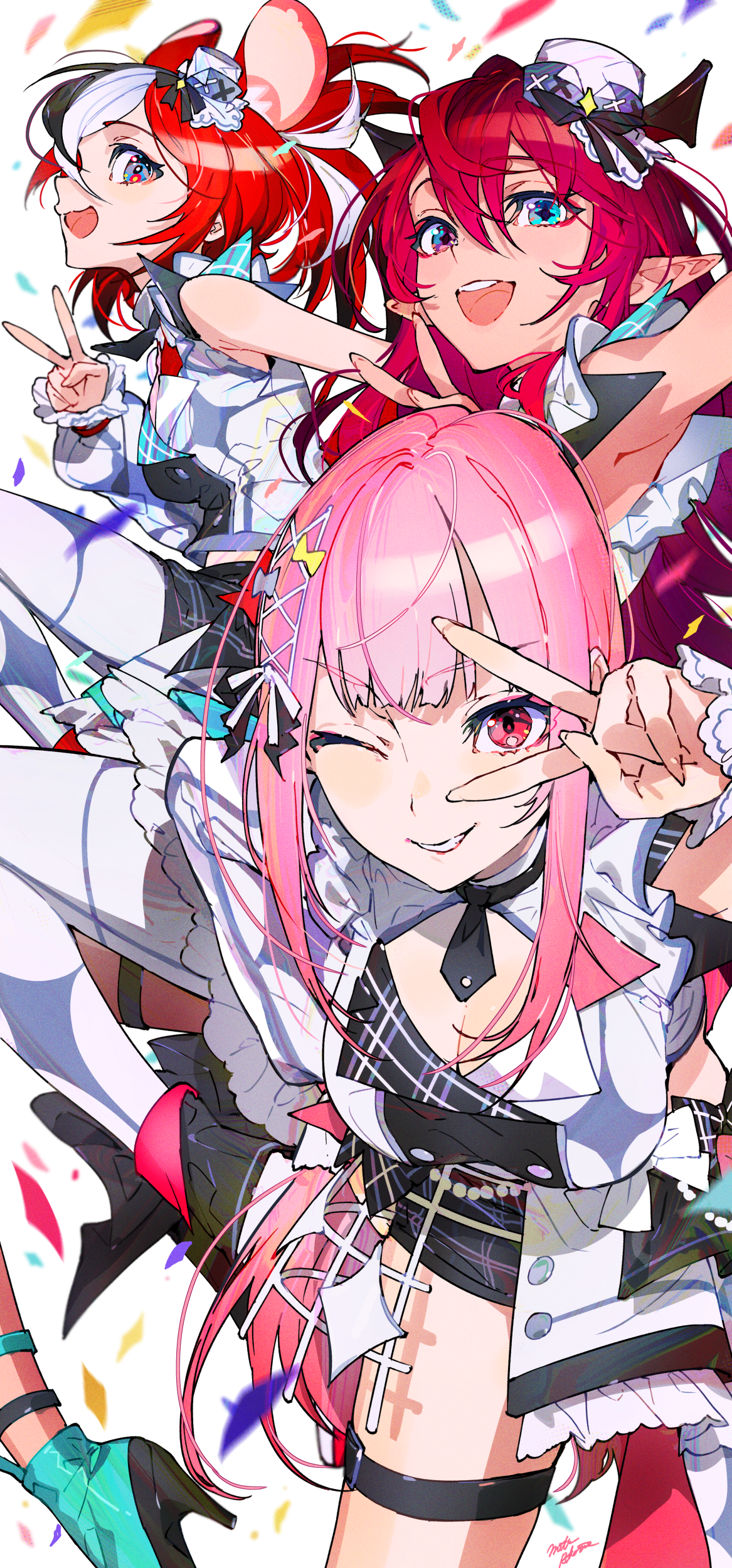 Hakos Baelz, IRyS, and Mori Calliope with Confetti HD Phone Wallpaper
