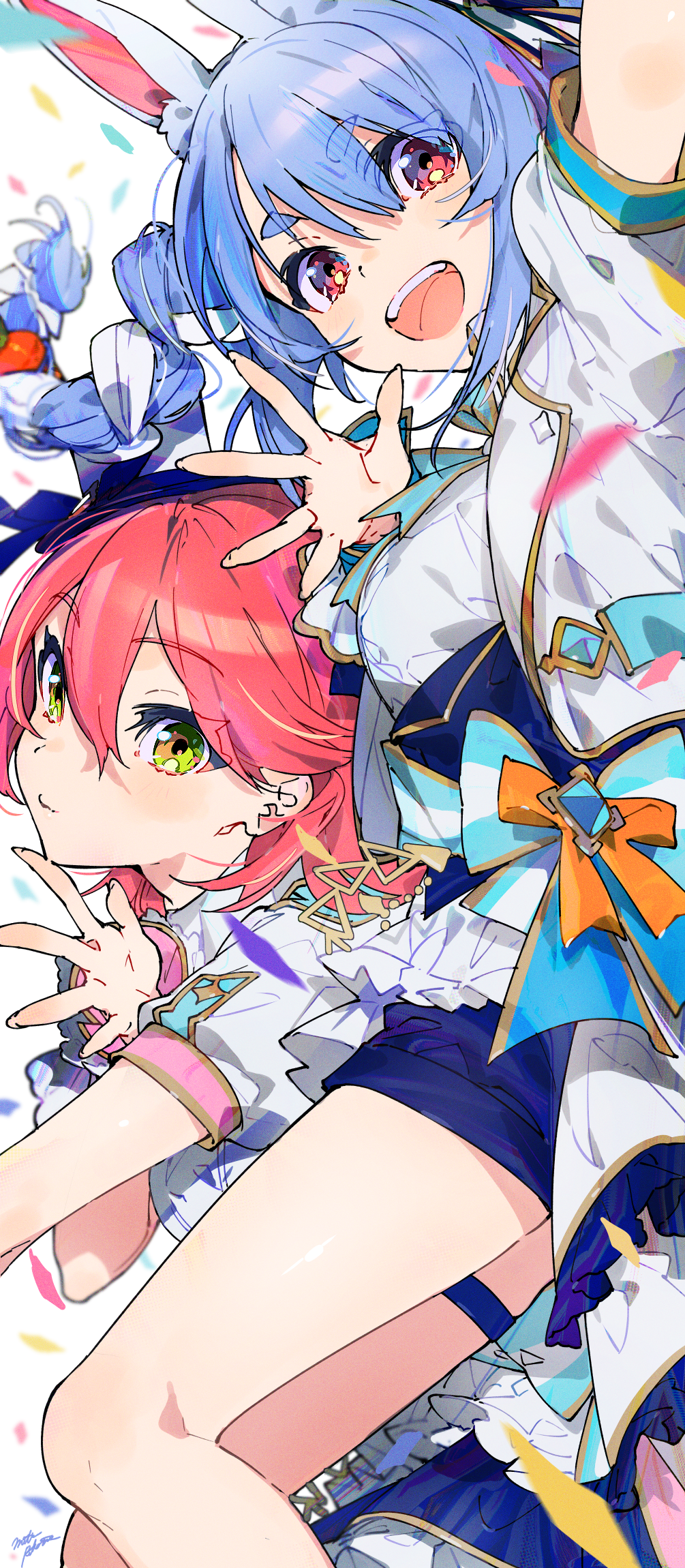 Usada Pekora and Sakura Miko with Confetti HD Phone Wallpaper