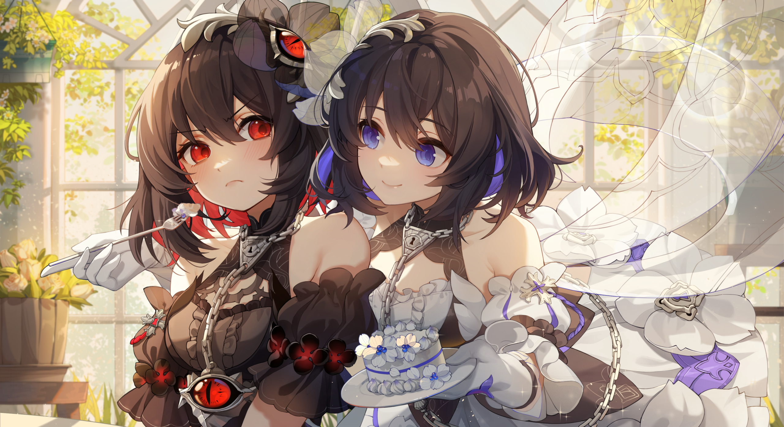 Seele and Seele Vollerei with cake and flowers HD Wallpaper