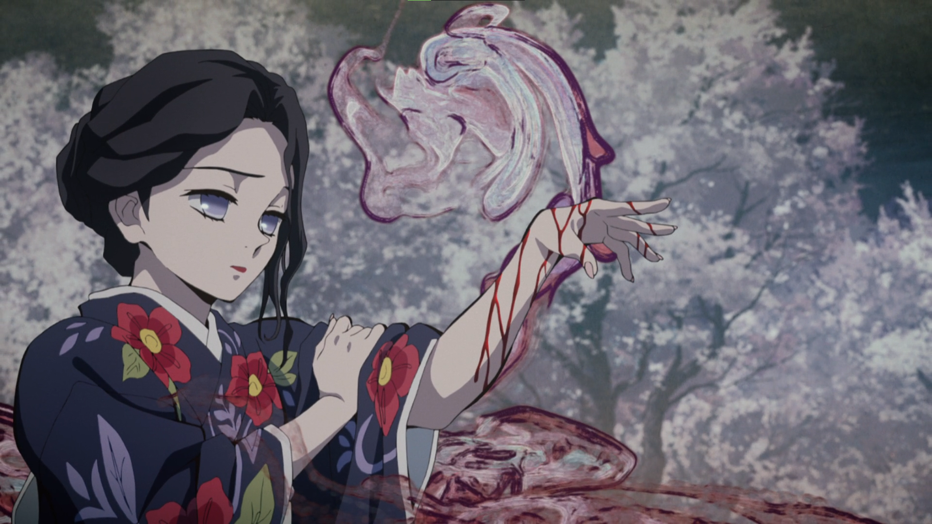 Tamayo from Kimetsu no Yaiba with bloodied arm HD Wallpaper