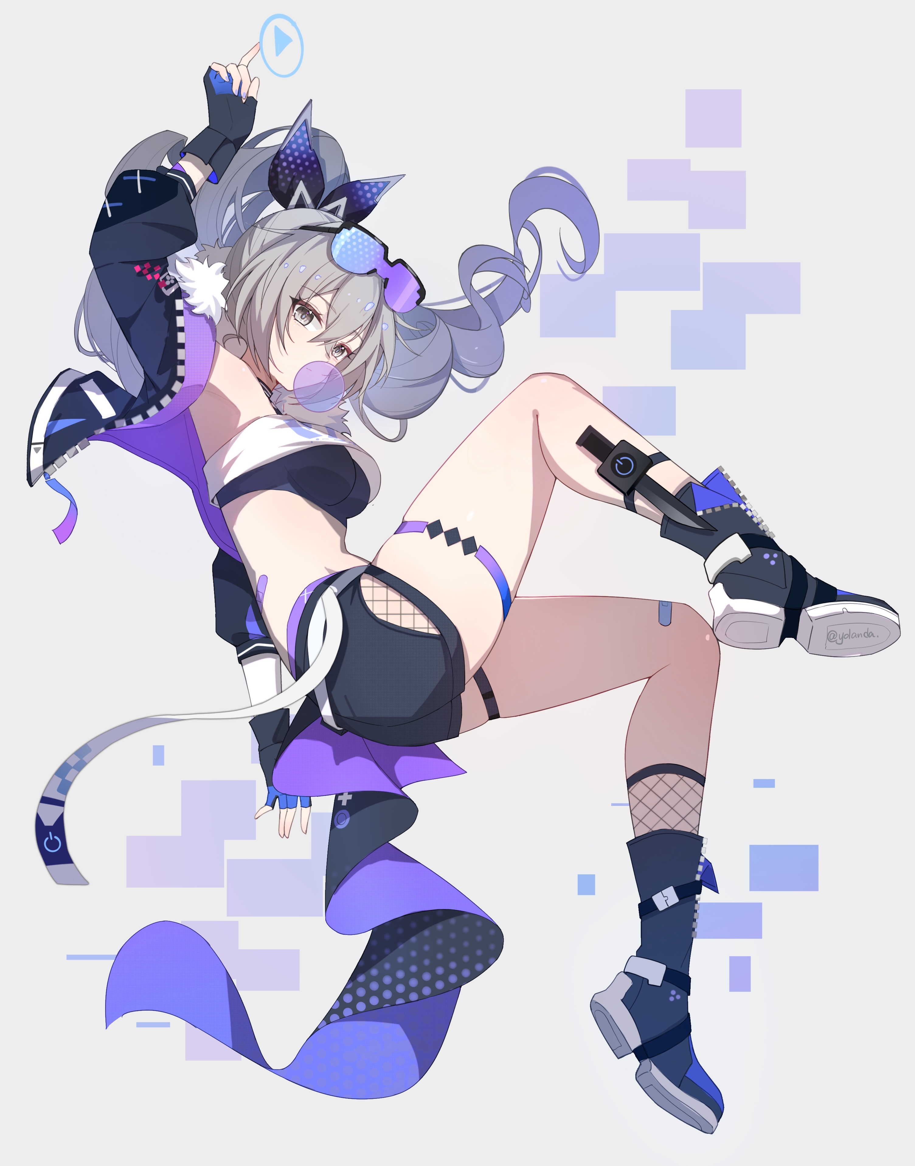 Silver Wolf from Honkai: Star Rail with bubble gum HD Phone Wallpaper