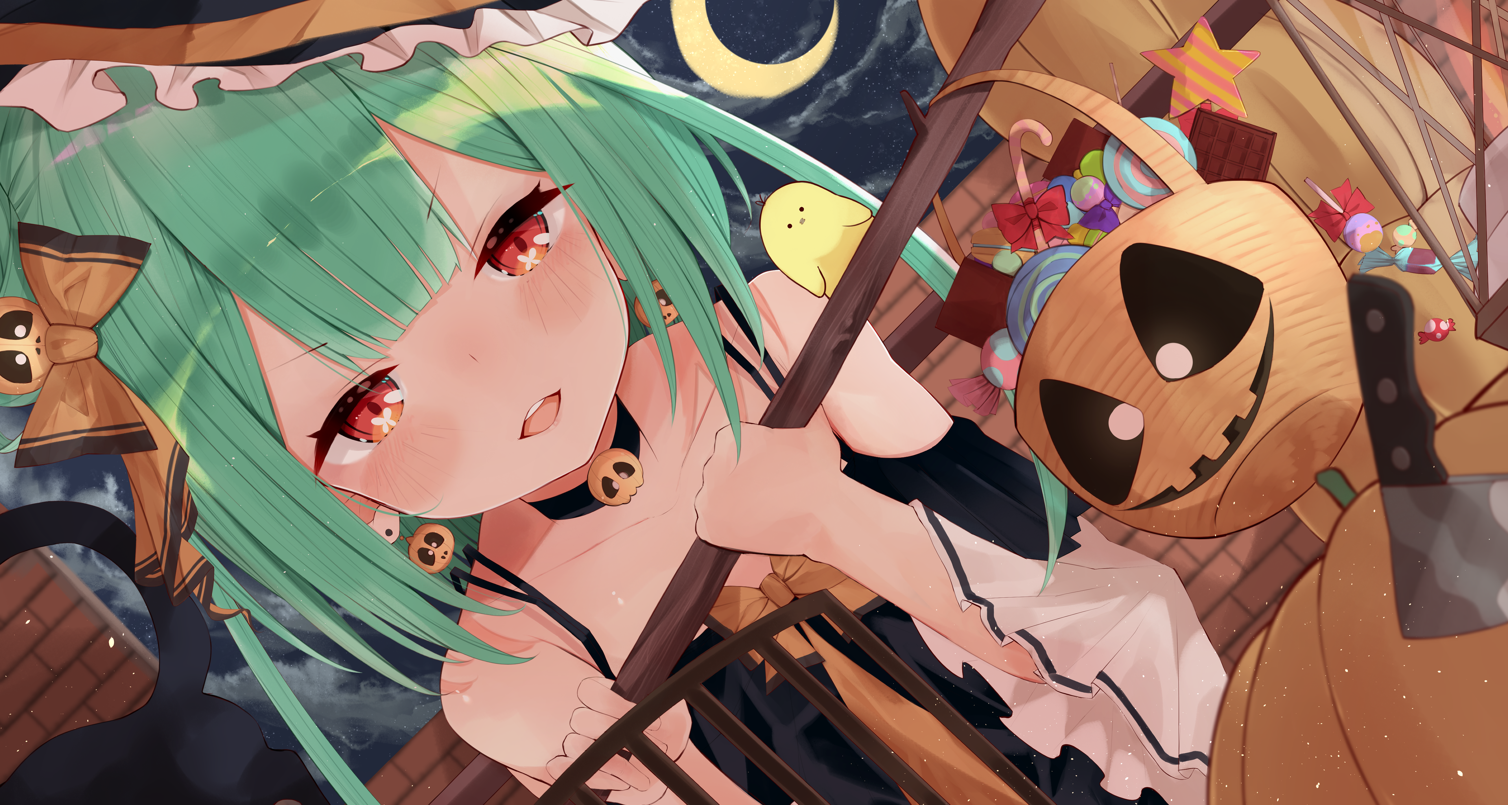 4K Halloween Fan Art of Uruha Rushia with Candy HD Wallpaper