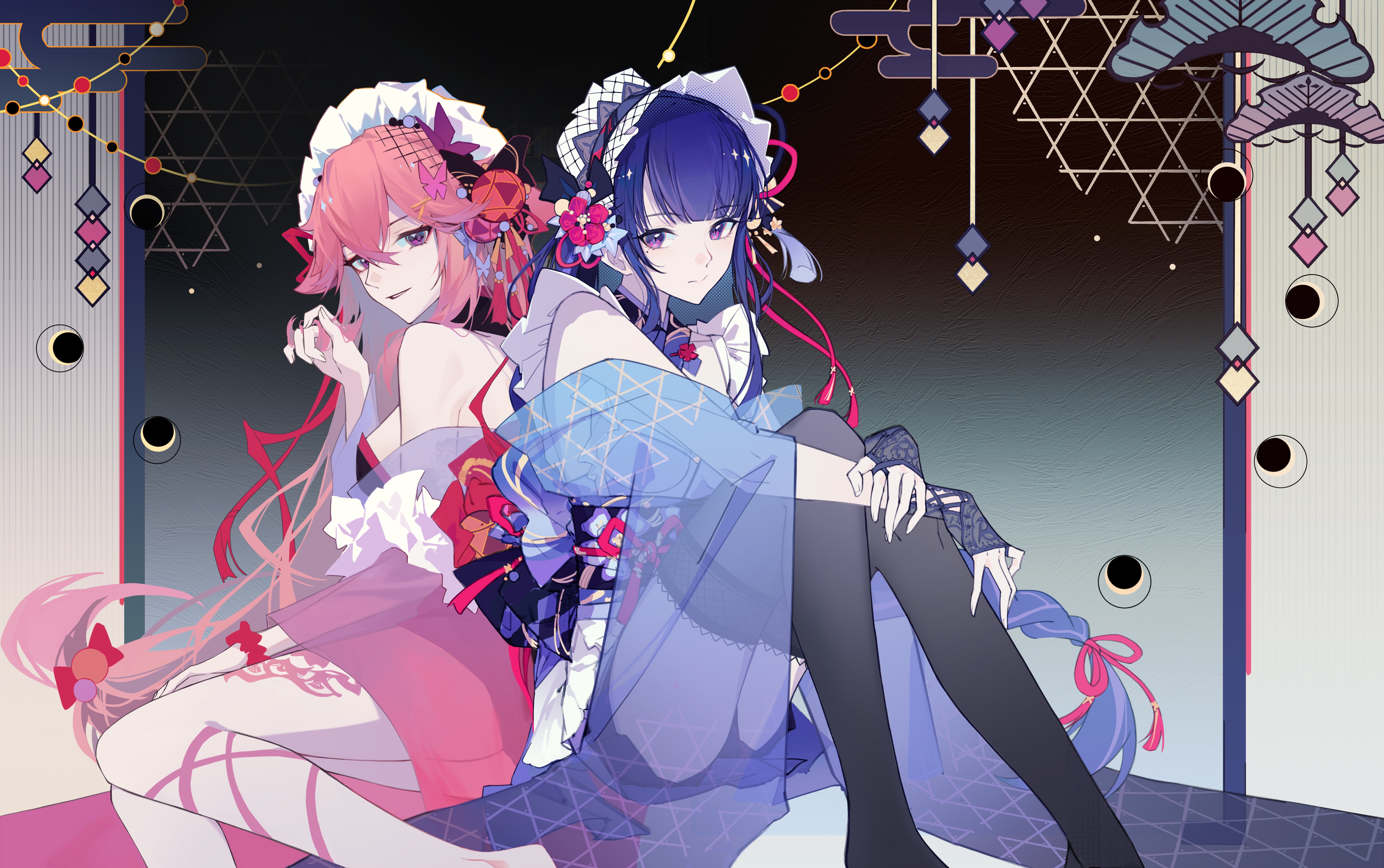 4K Raiden Shogun and Yae Miko from Genshin Impact HD Wallpaper