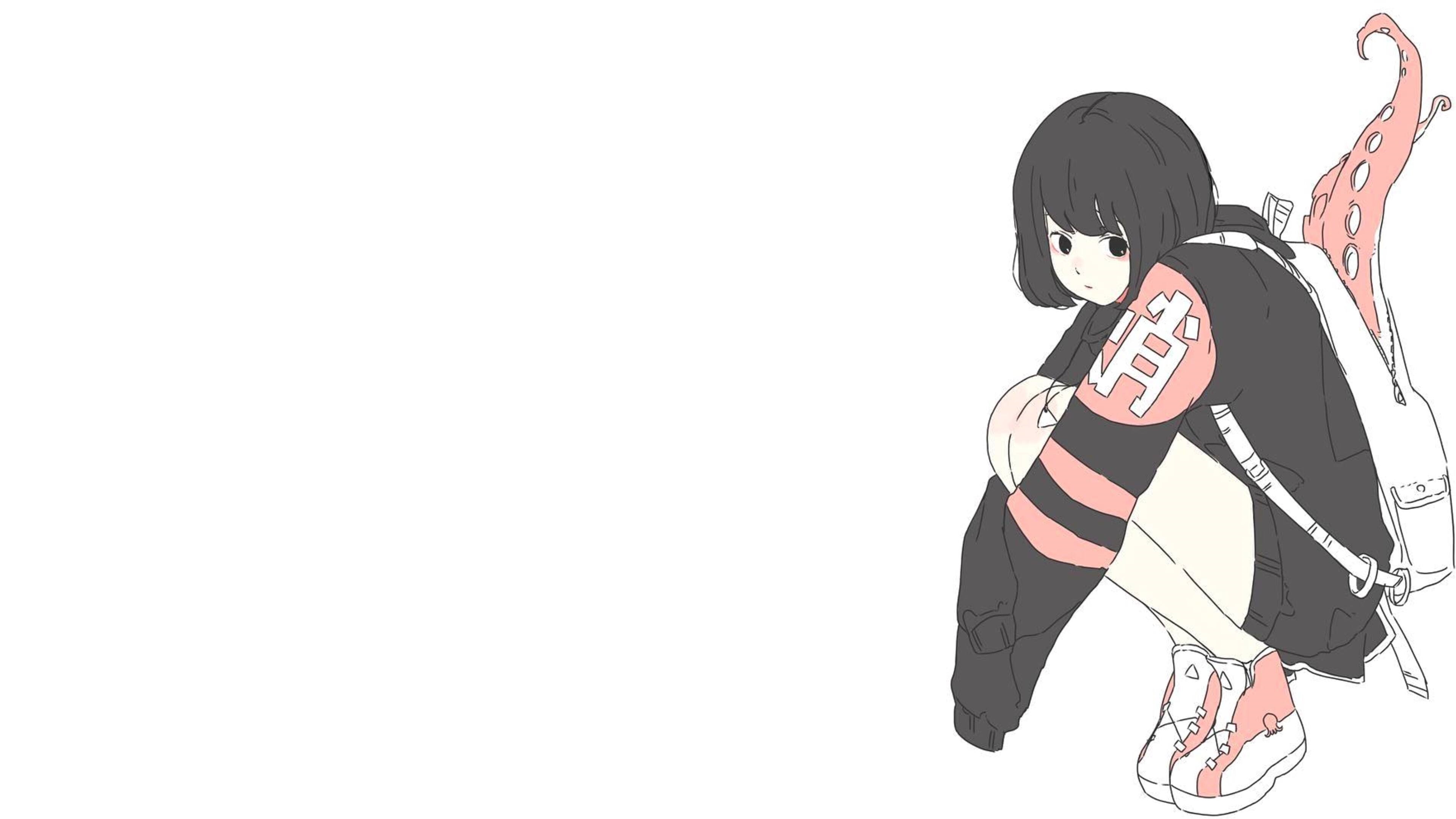 4K Anime Girl with Tentacles and Backpack HD Wallpaper