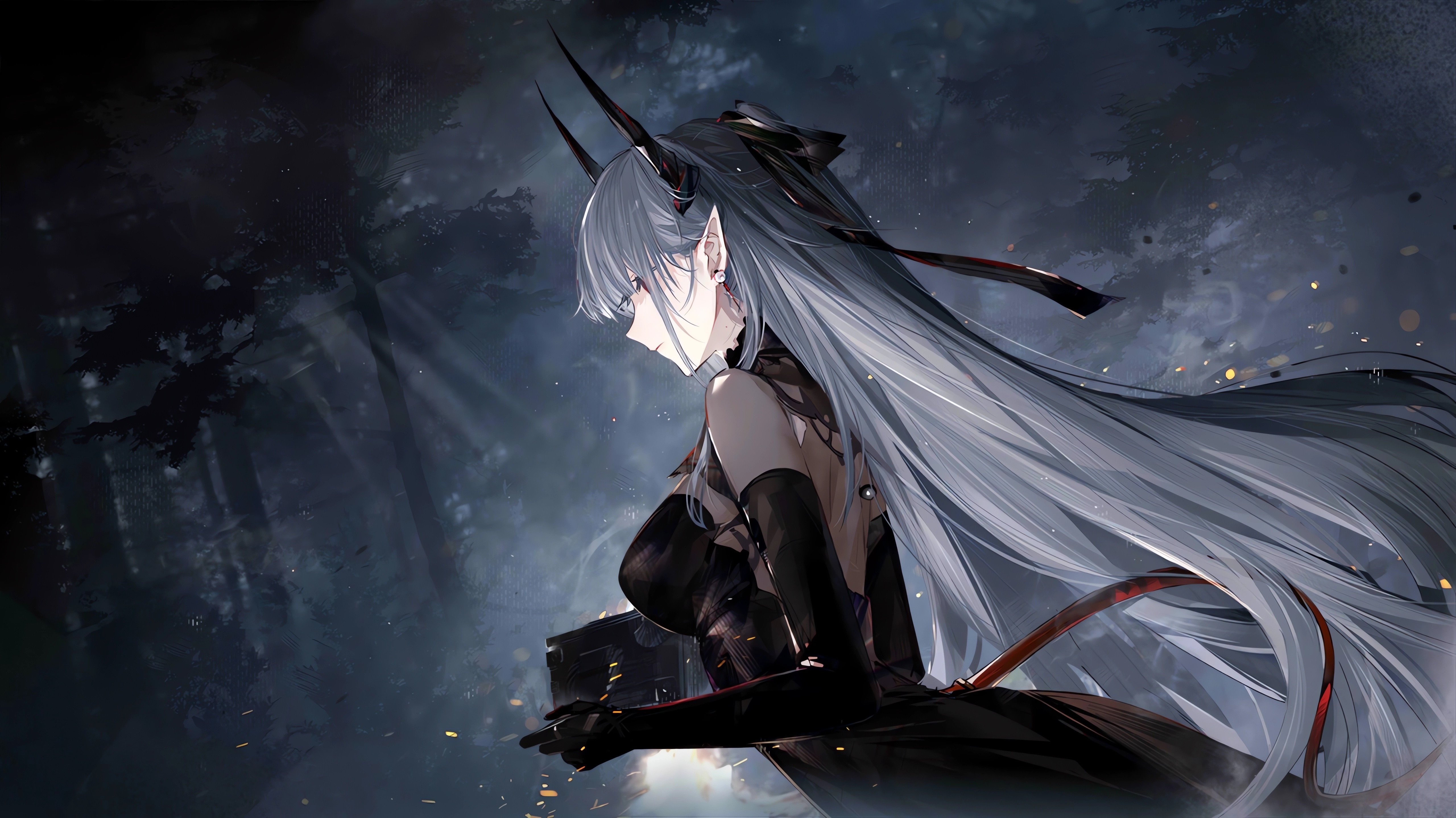 4K Arknights Sarkaz Sentinel with horns HD Wallpaper