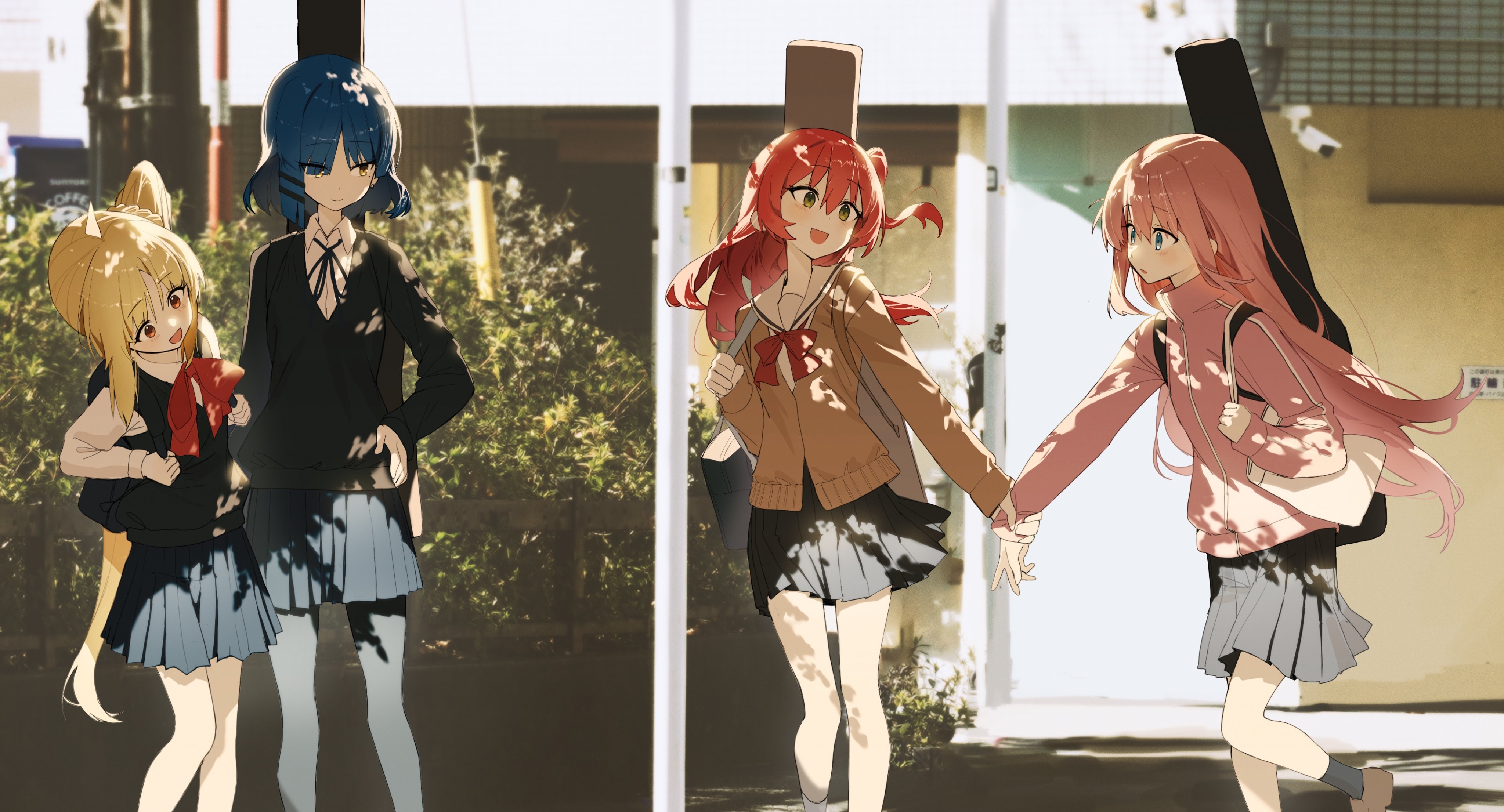 4K Anime Girls in School Uniforms with Guitars HD Wallpaper