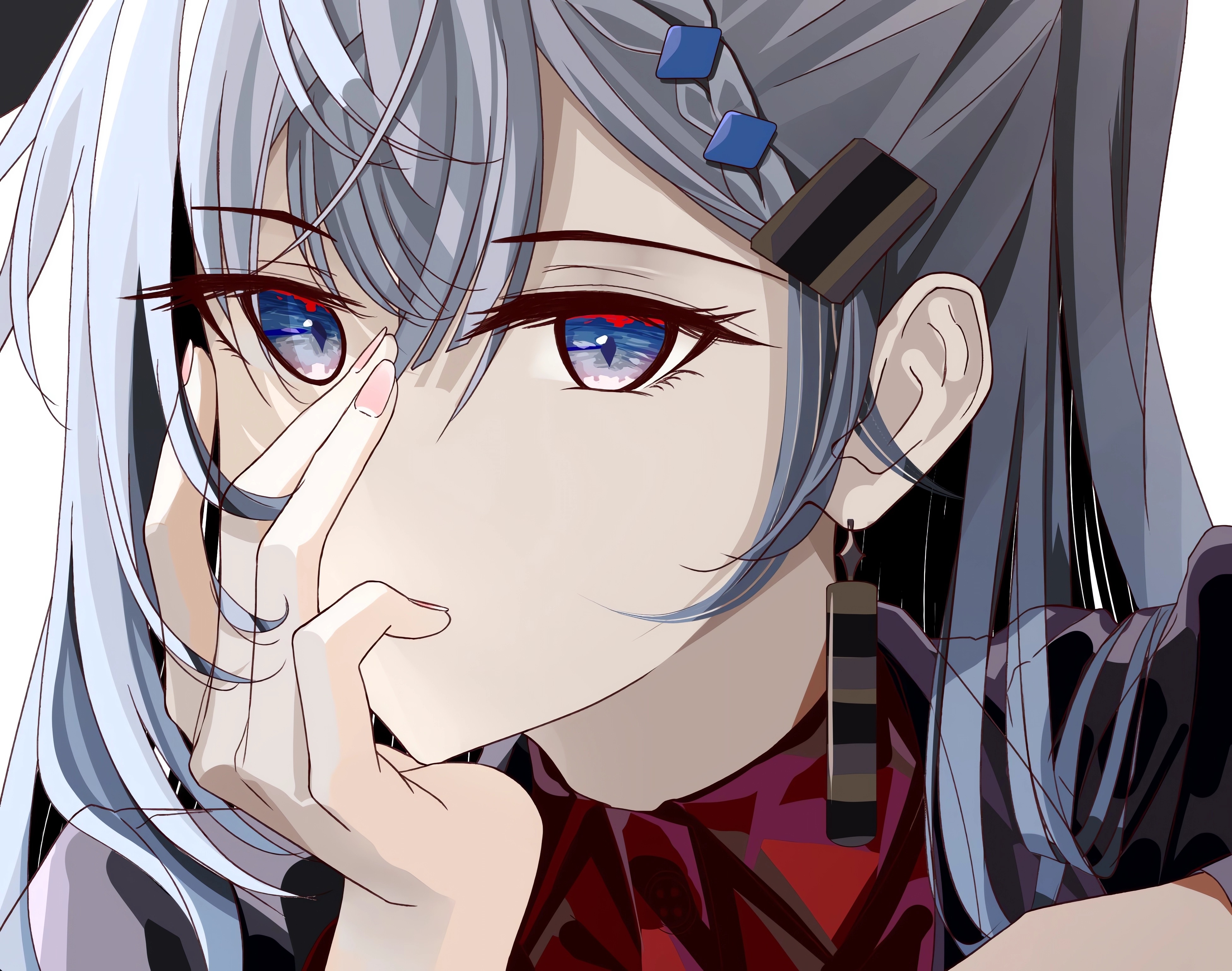 Anime girl with blue hair and blue eyes HD Wallpaper