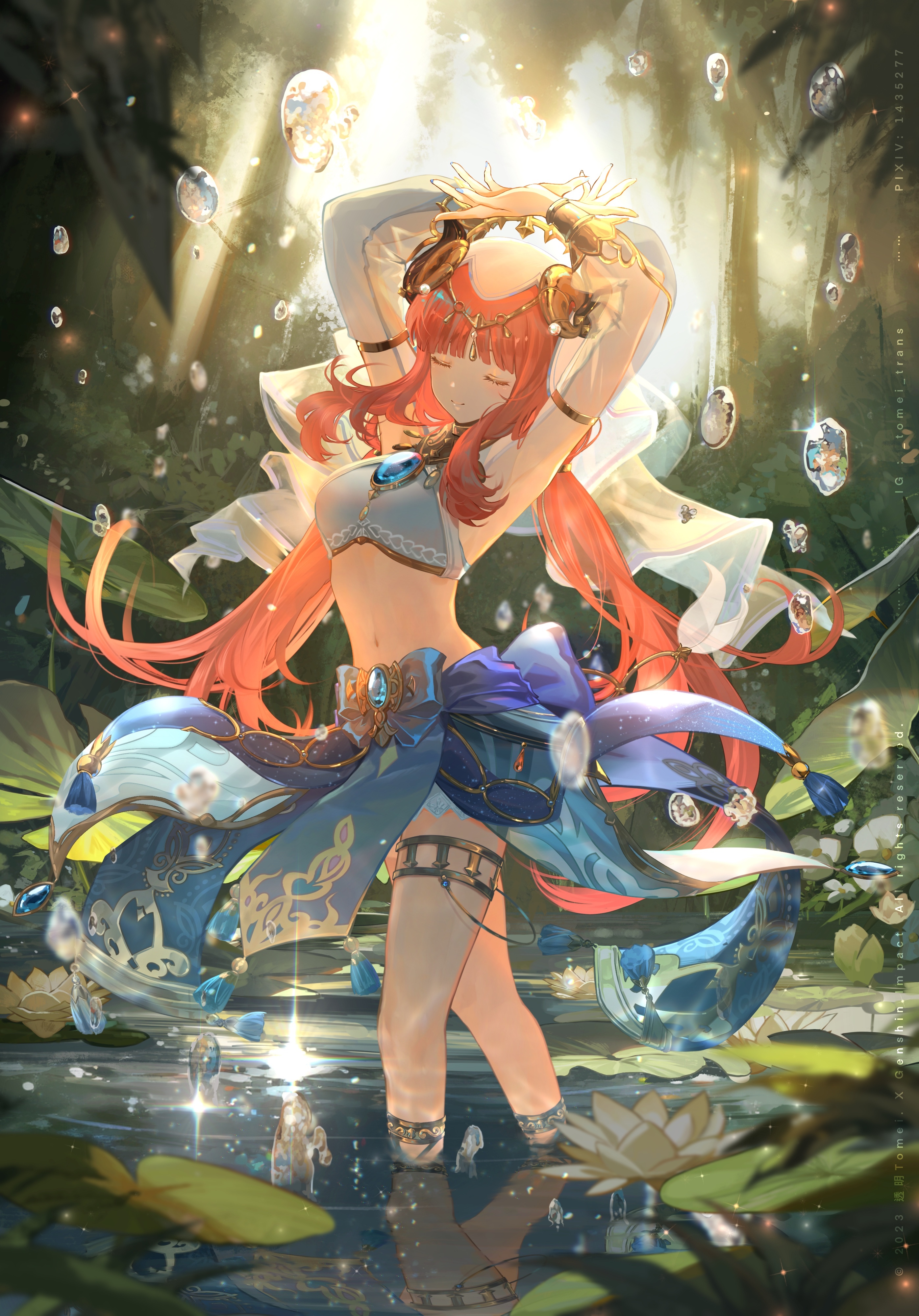 Nilou dancing in water with sunlight and foliage HD Phone Wallpaper
