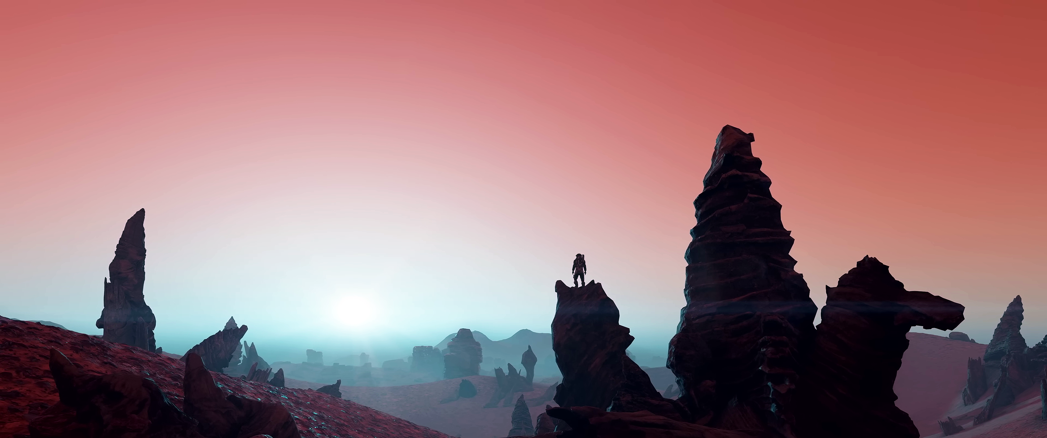 Astronaut standing on a rock formation in Starfield HD Wallpaper
