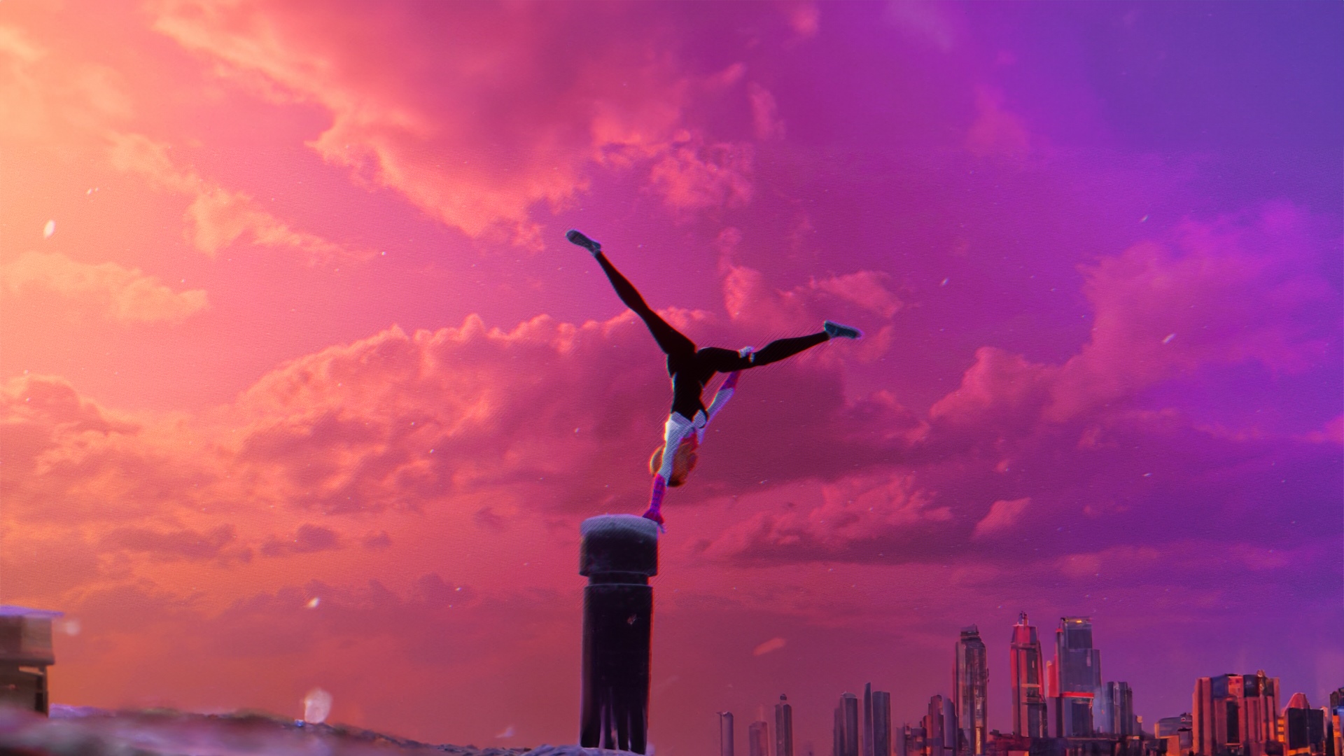 Gwen Stacy performing a handstand at sunset HD Wallpaper
