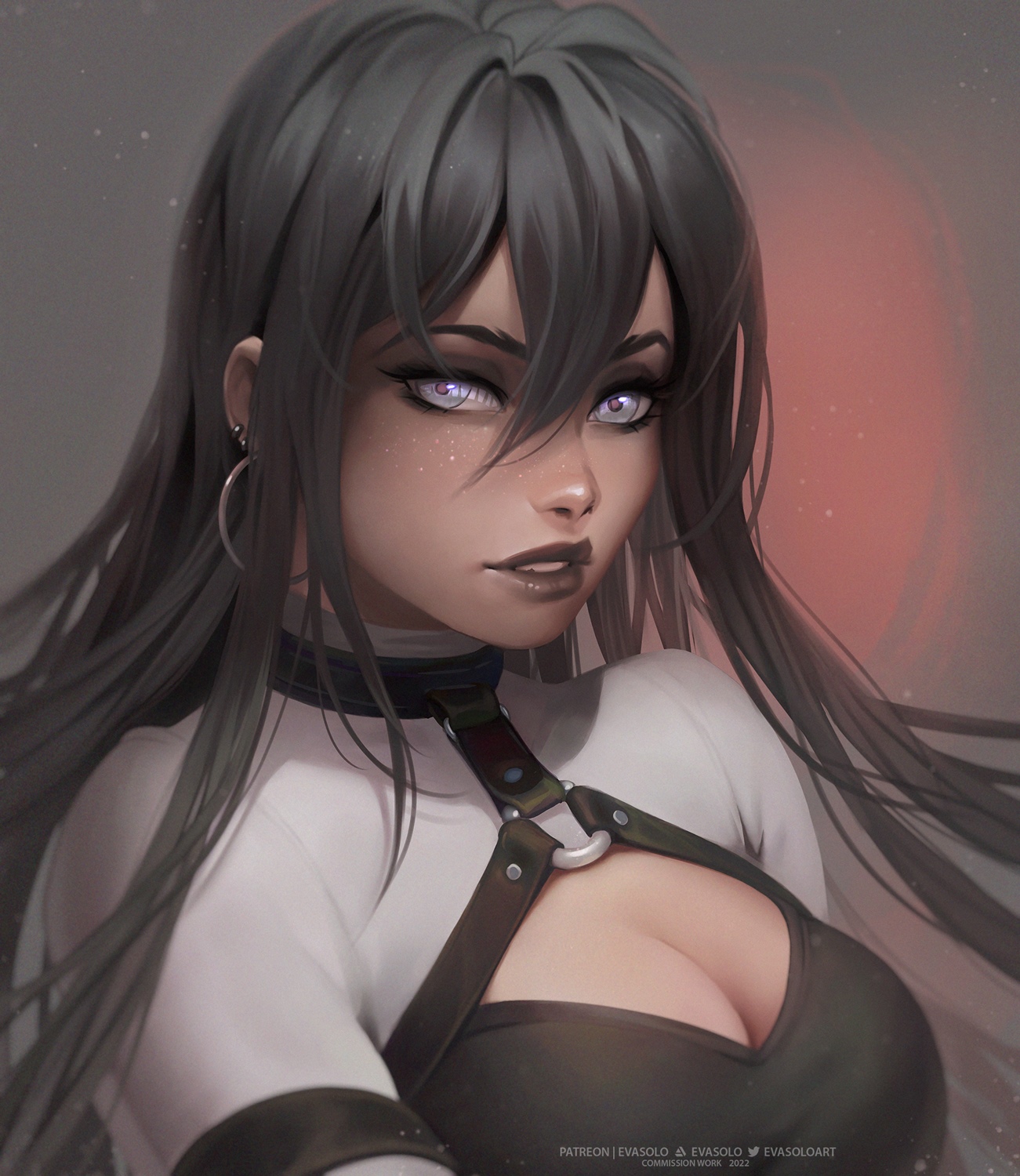 Artwork of a woman with dark hair and freckles HD Phone Wallpaper