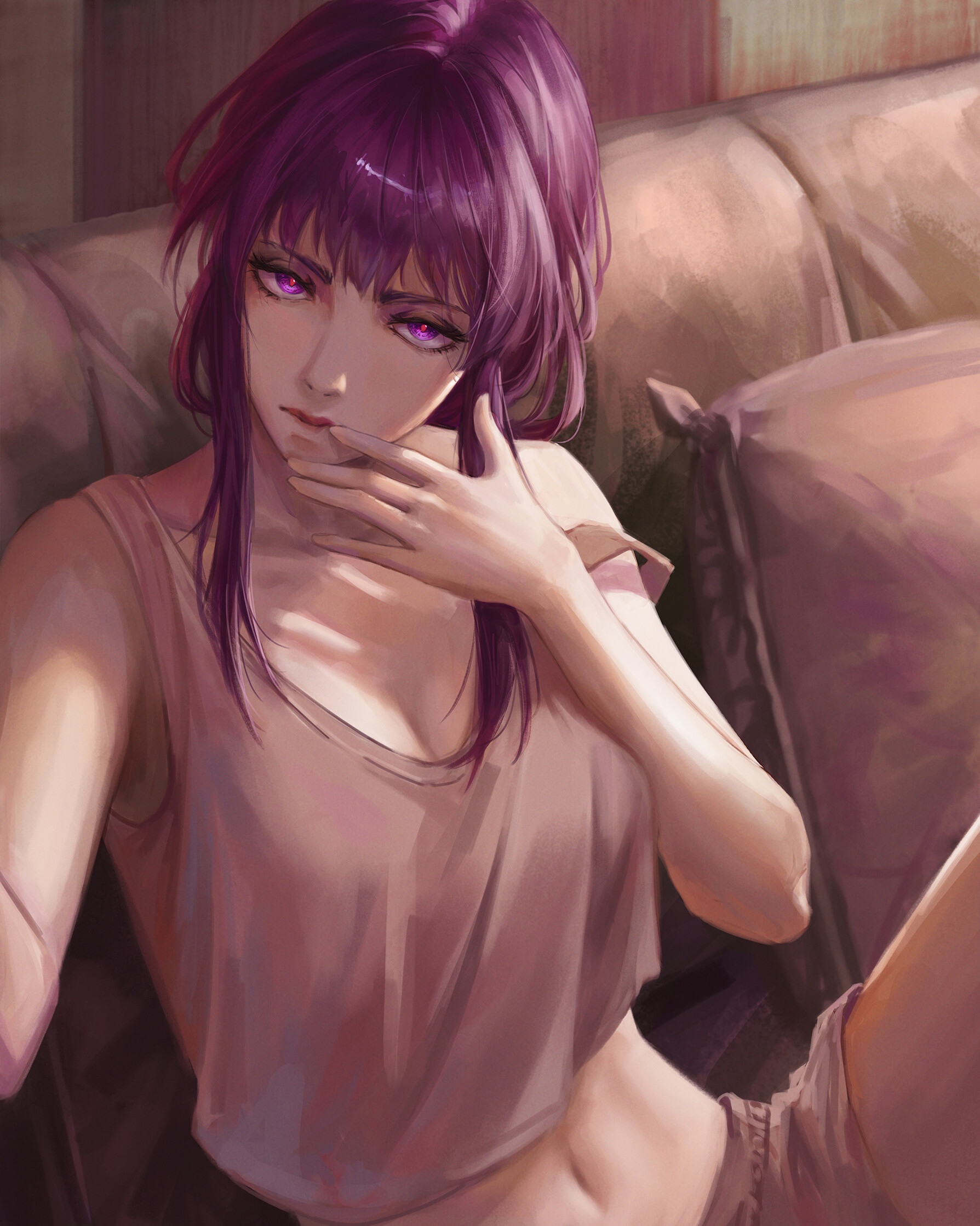 Kafka from Honkai: Star Rail on a couch HD Phone Wallpaper