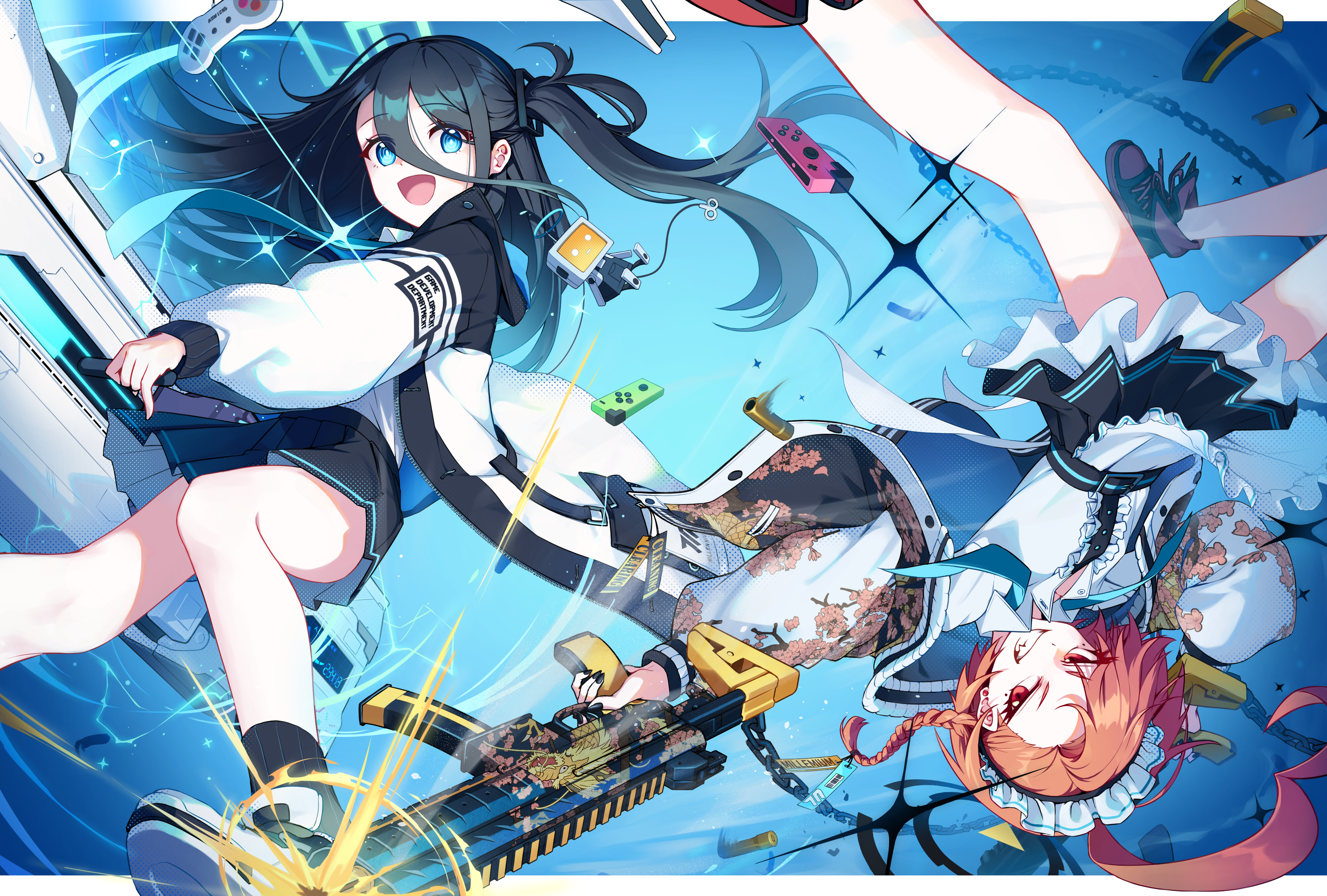 Girls with guns and Nintendo Switch controllers HD Wallpaper