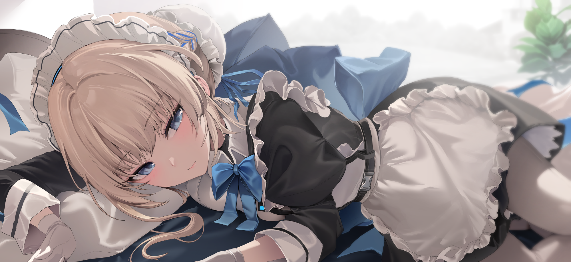 Maid with blonde hair and blue eyes HD Wallpaper