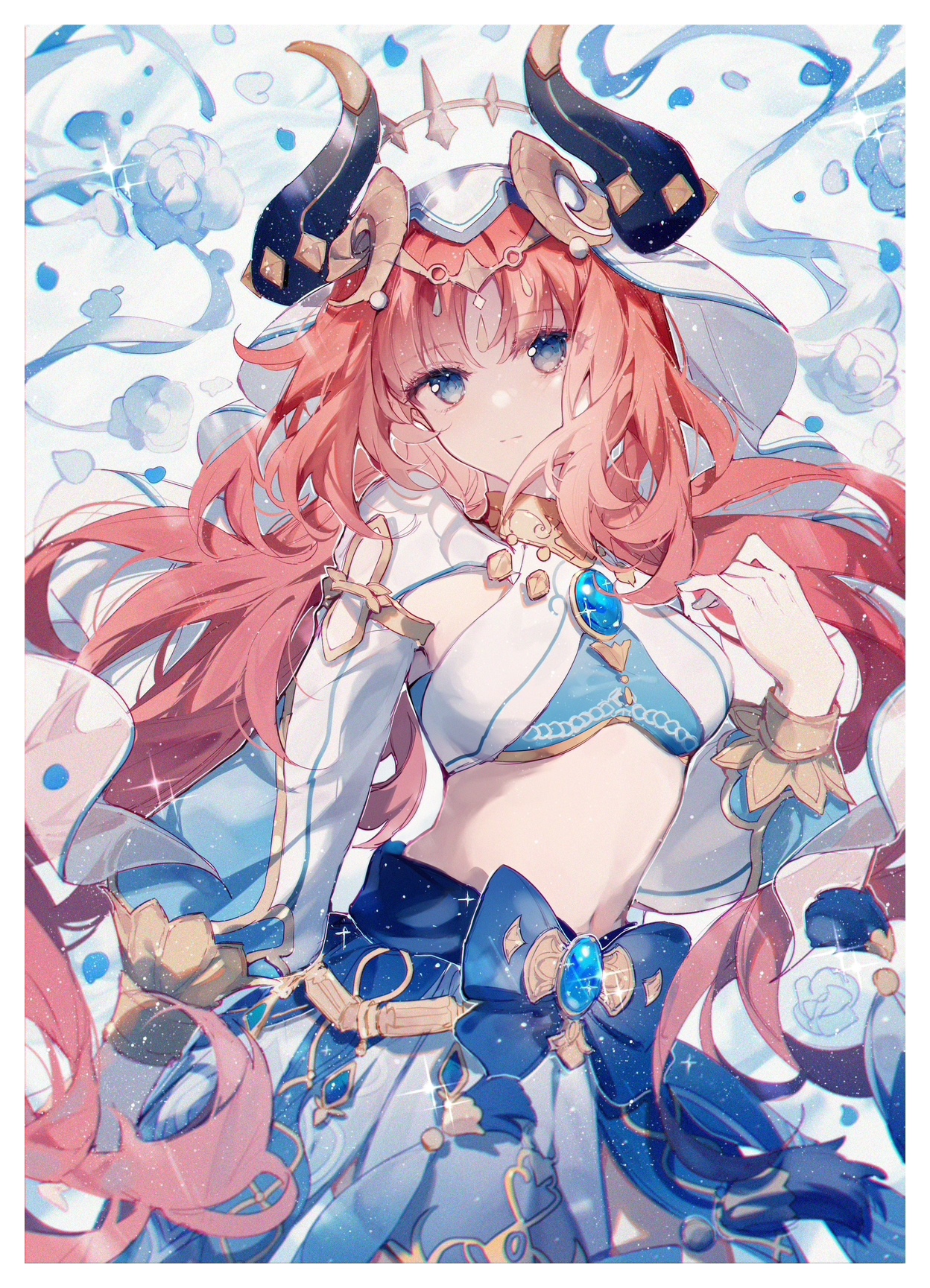 Nilou from Genshin Impact with pink hair and horns HD Phone Wallpaper