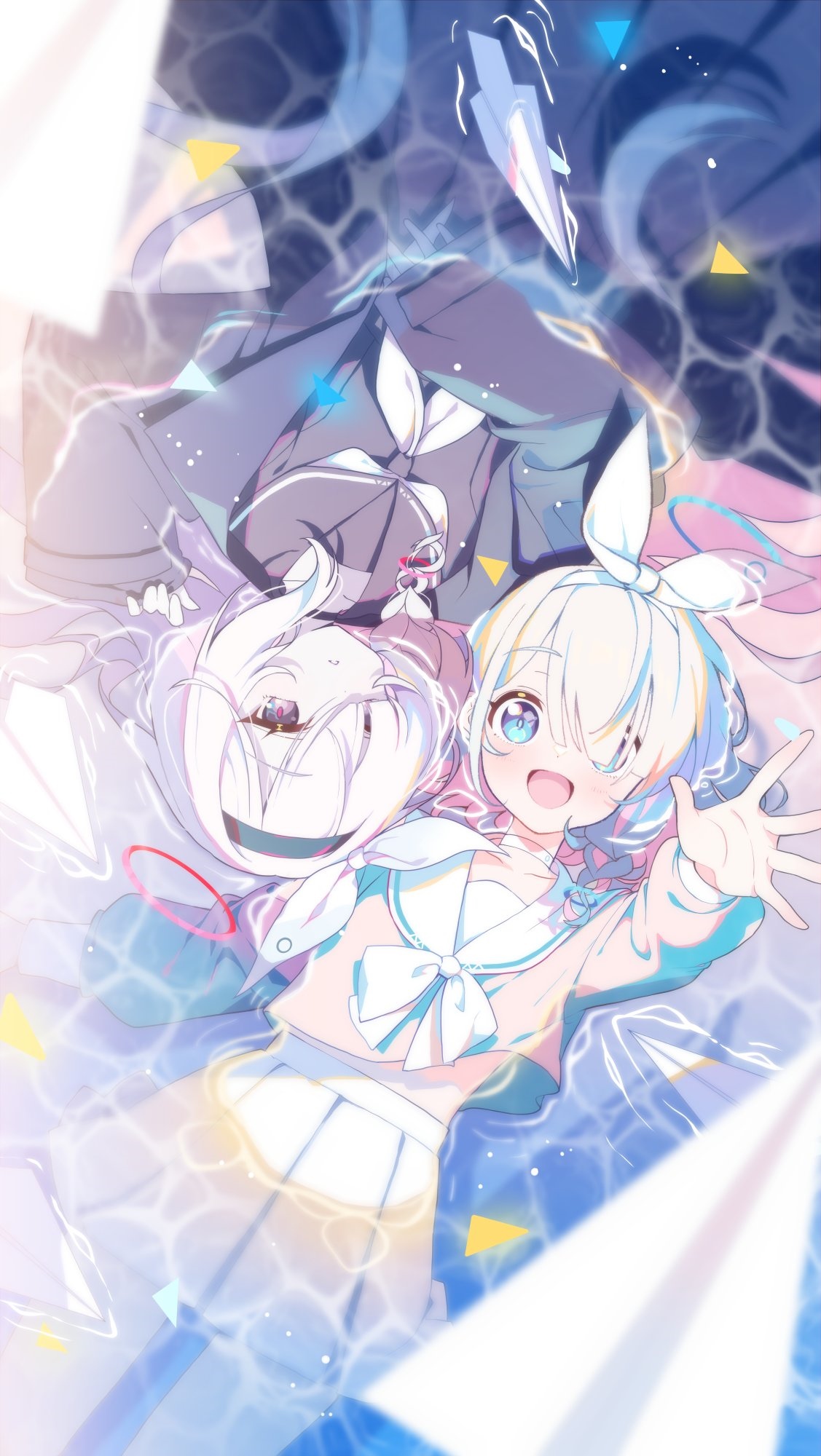 Blue Archive Arona and Plana lying down HD Phone Wallpaper