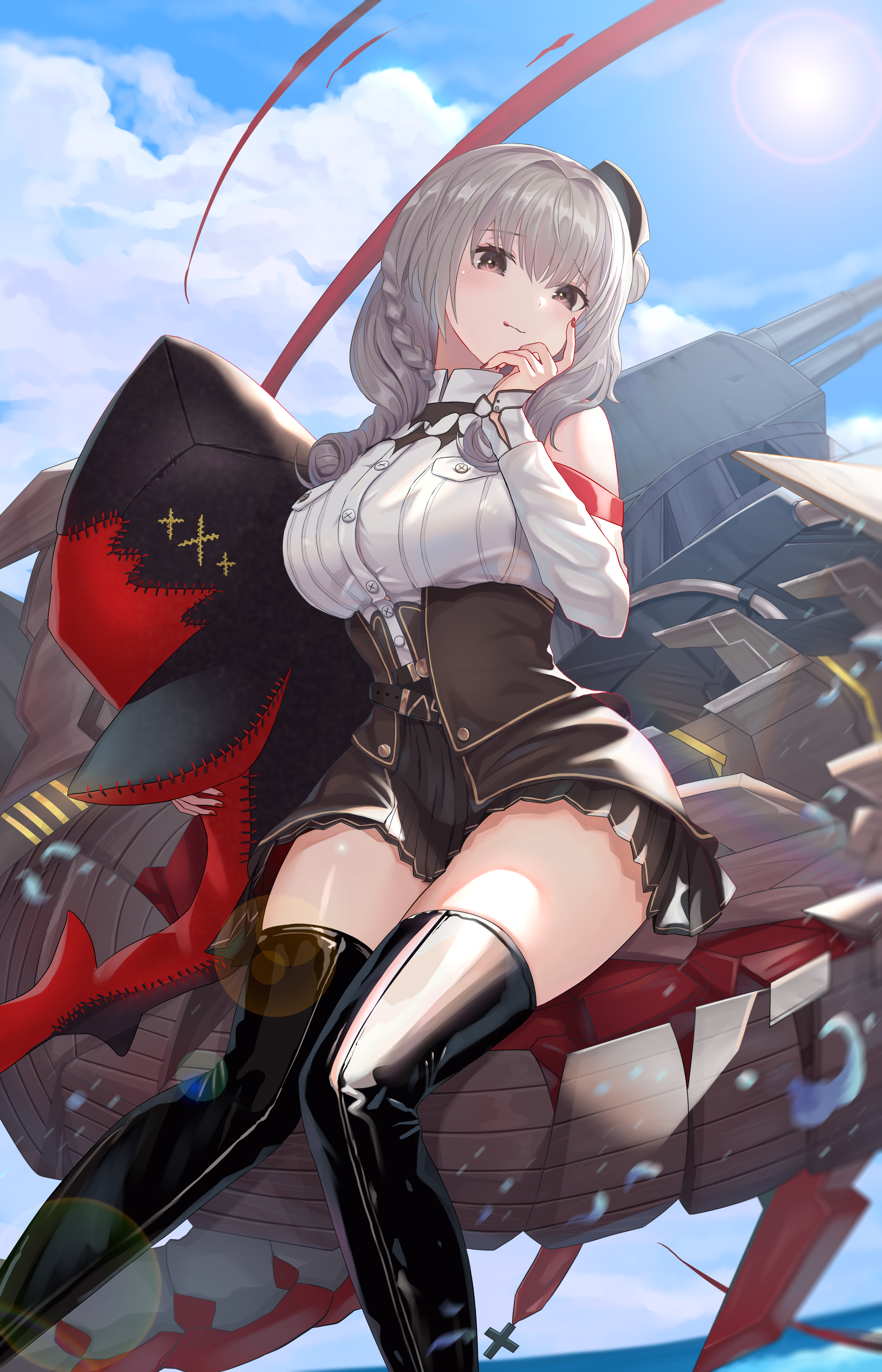 Azur Lane Luetzow with braids and thighs HD Phone Wallpaper