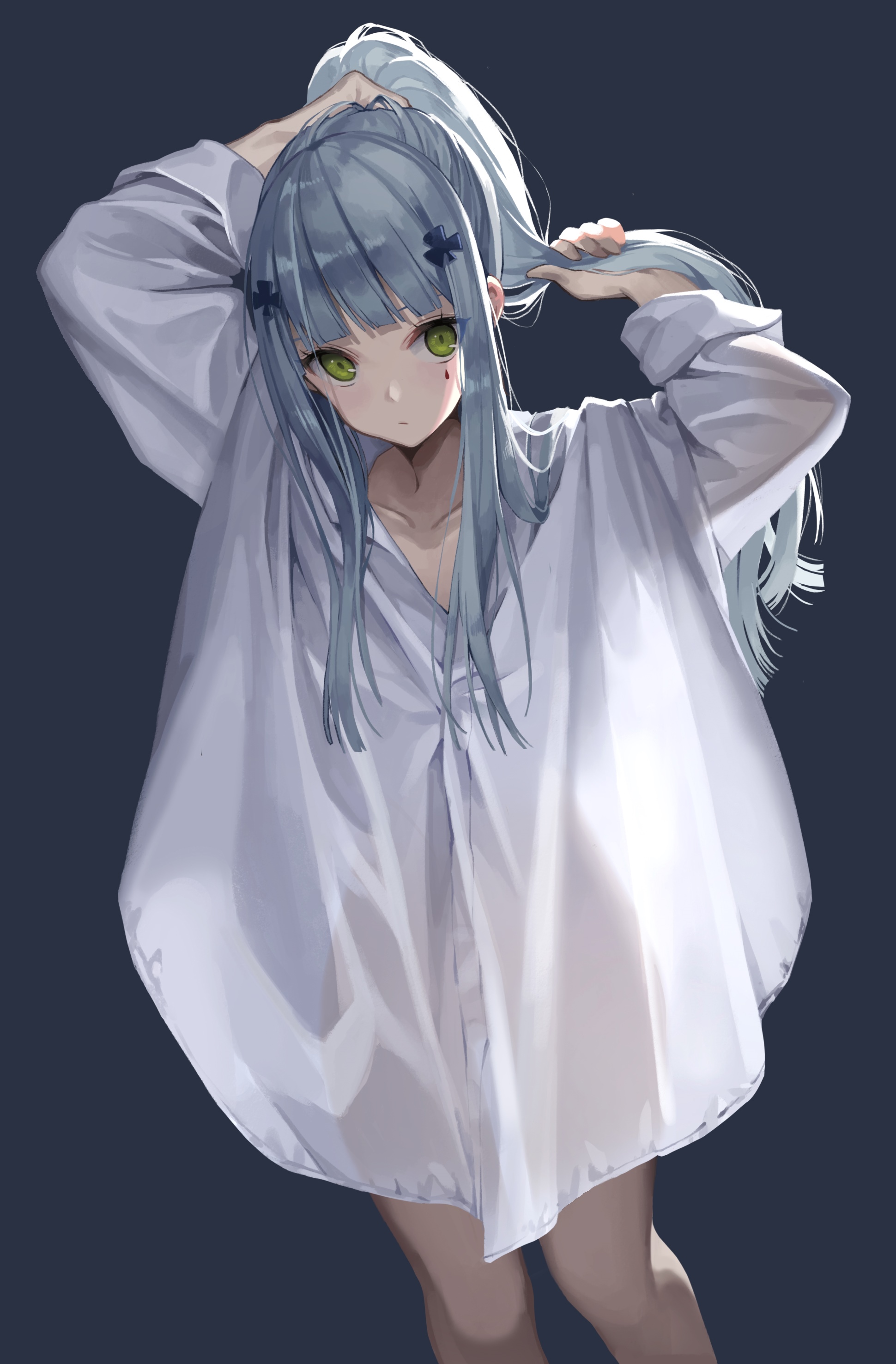 HK416 from Girls Frontline tying her ponytail HD Phone Wallpaper