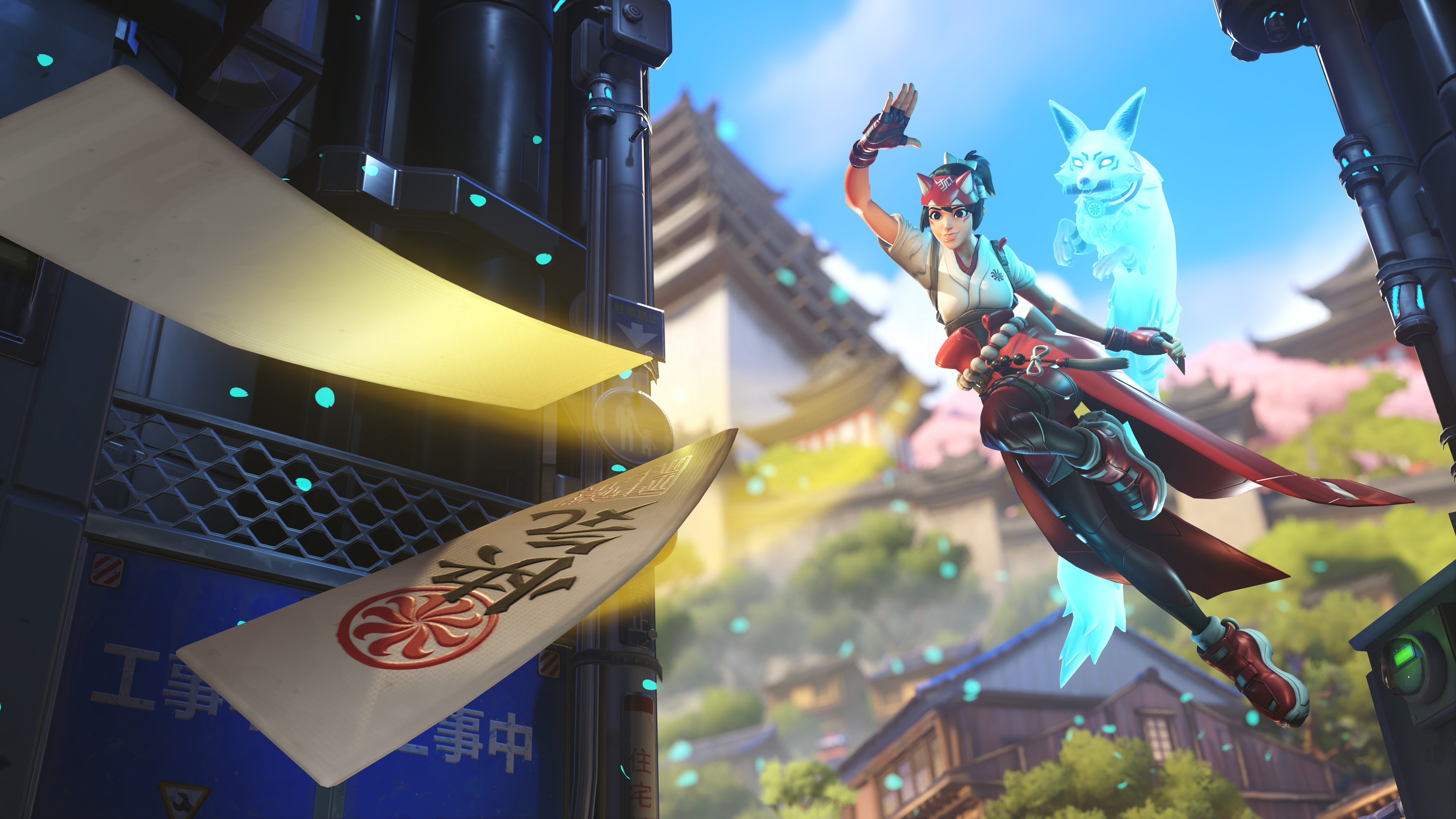 Kiriko with Spirit Fox in Overwatch HD Wallpaper