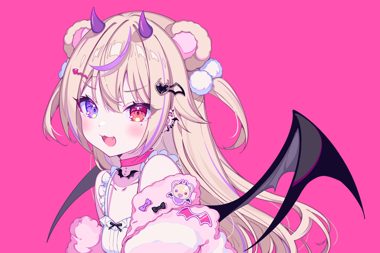 Anime girl with demon horns and wings HD Wallpaper