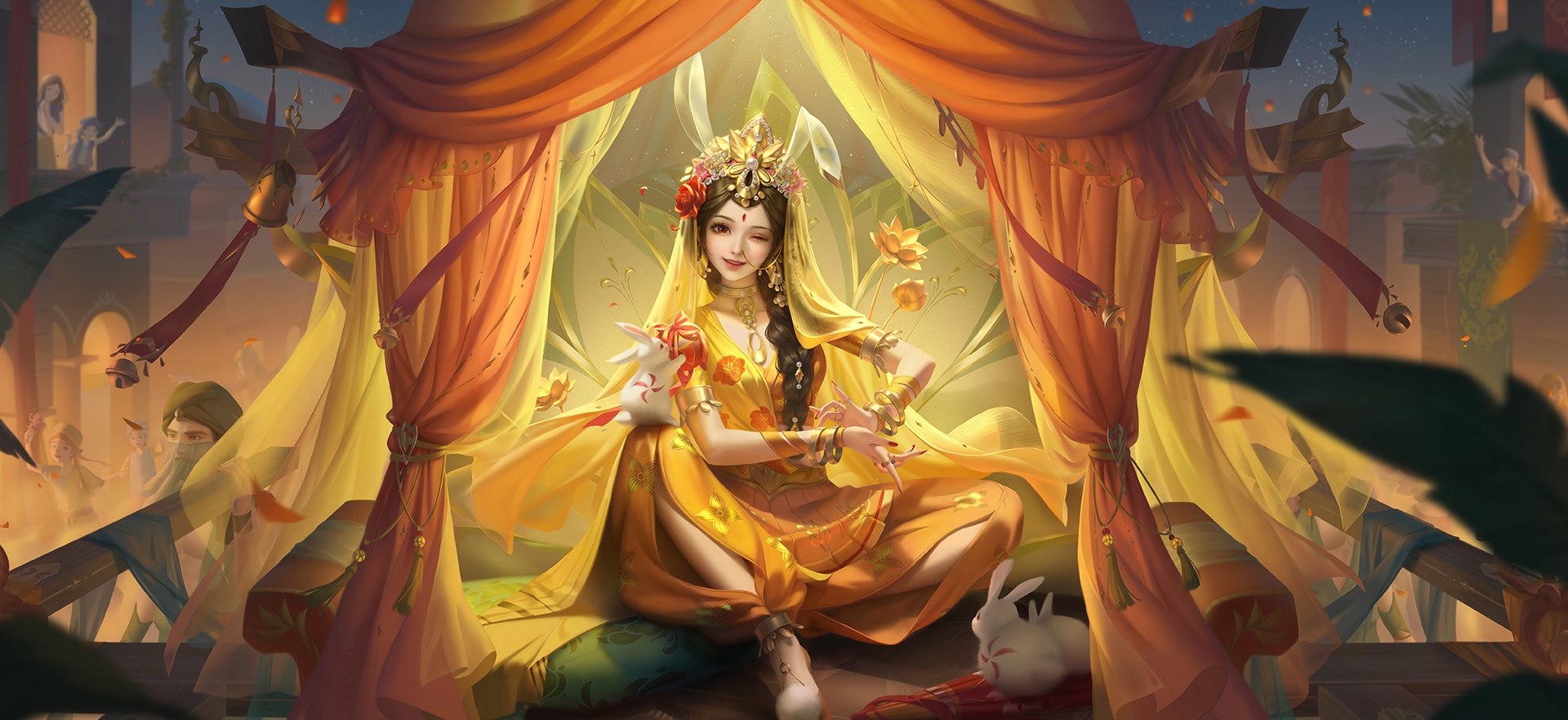 Honor of Kings: Woman with Bunny Ears and Rabbits HD Wallpaper