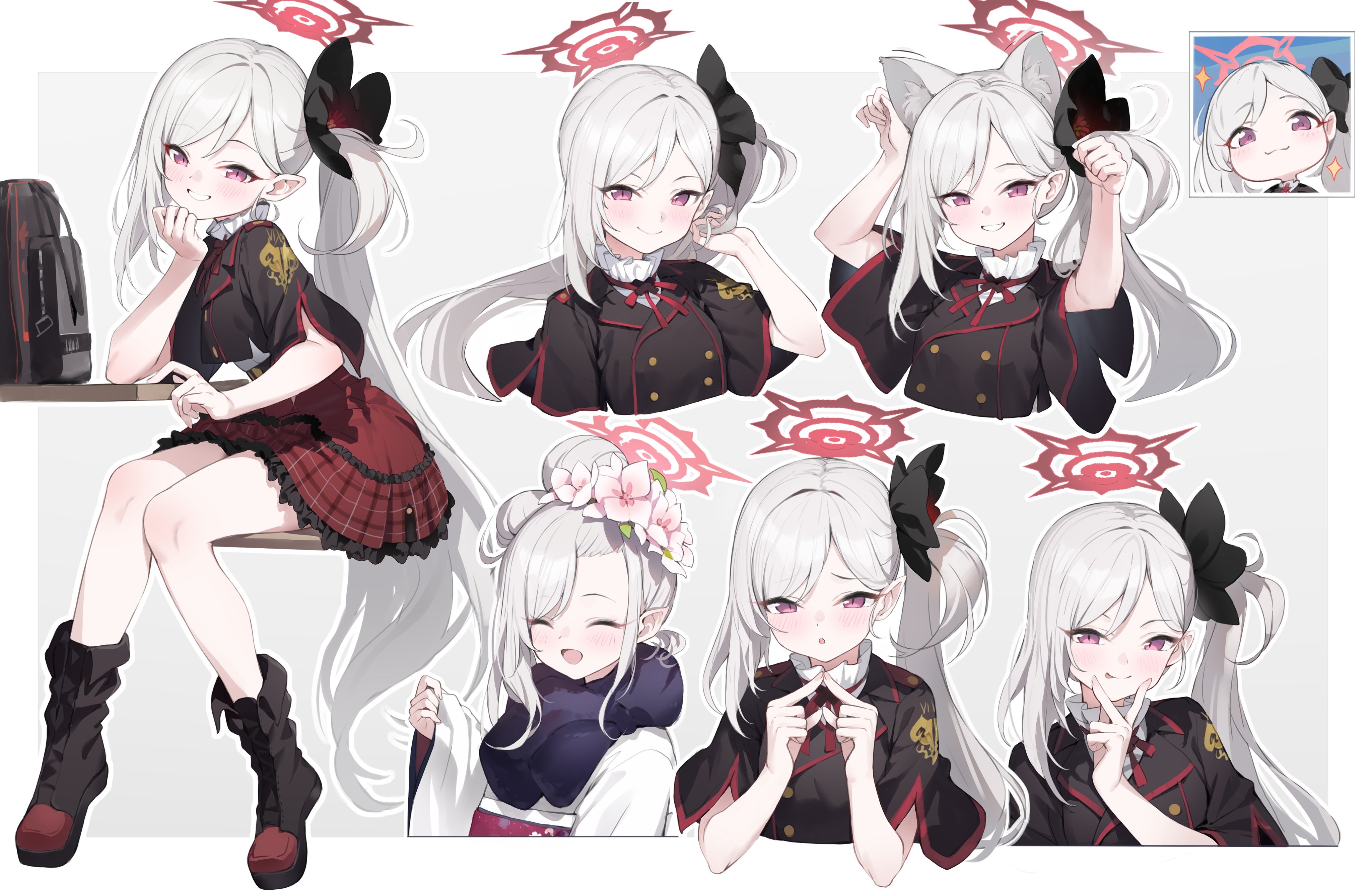 Asagi Mutsuki from Blue Archive with multiple expressions HD Wallpaper