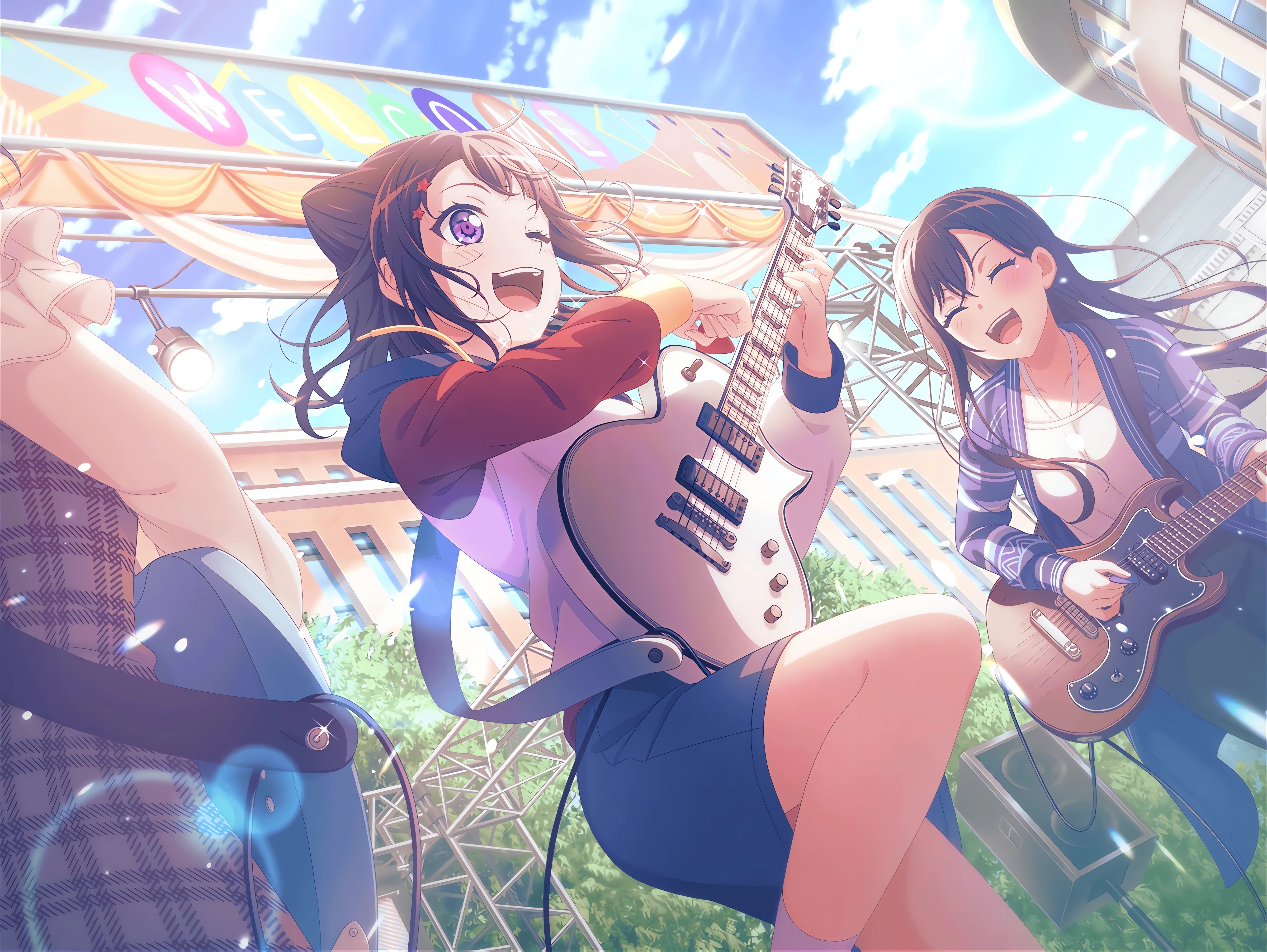 4K BanG Dream! Toyama Kasumi playing guitar HD Wallpaper