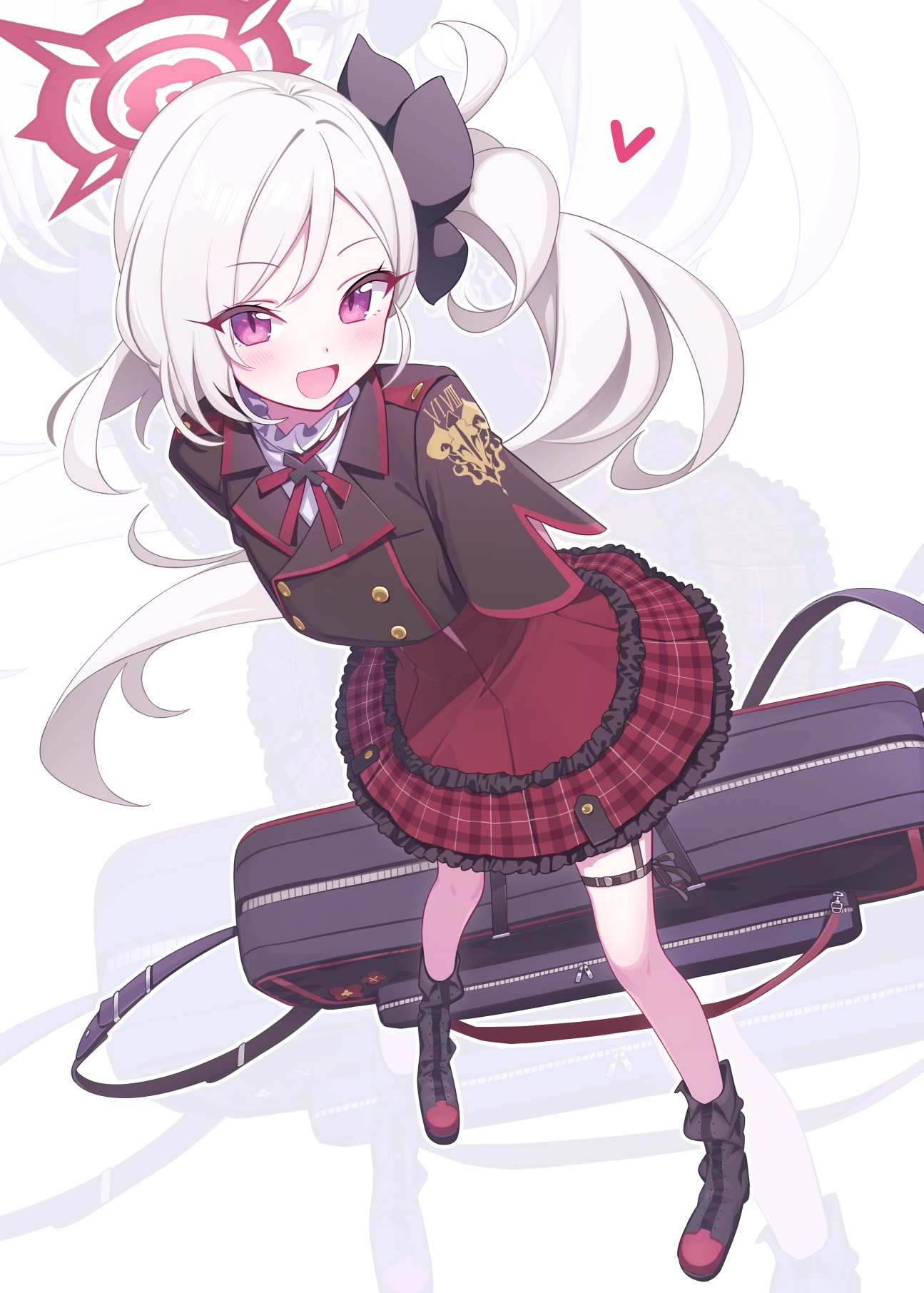 Asagi Mutsuki from Blue Archive with a suitcase HD Phone Wallpaper