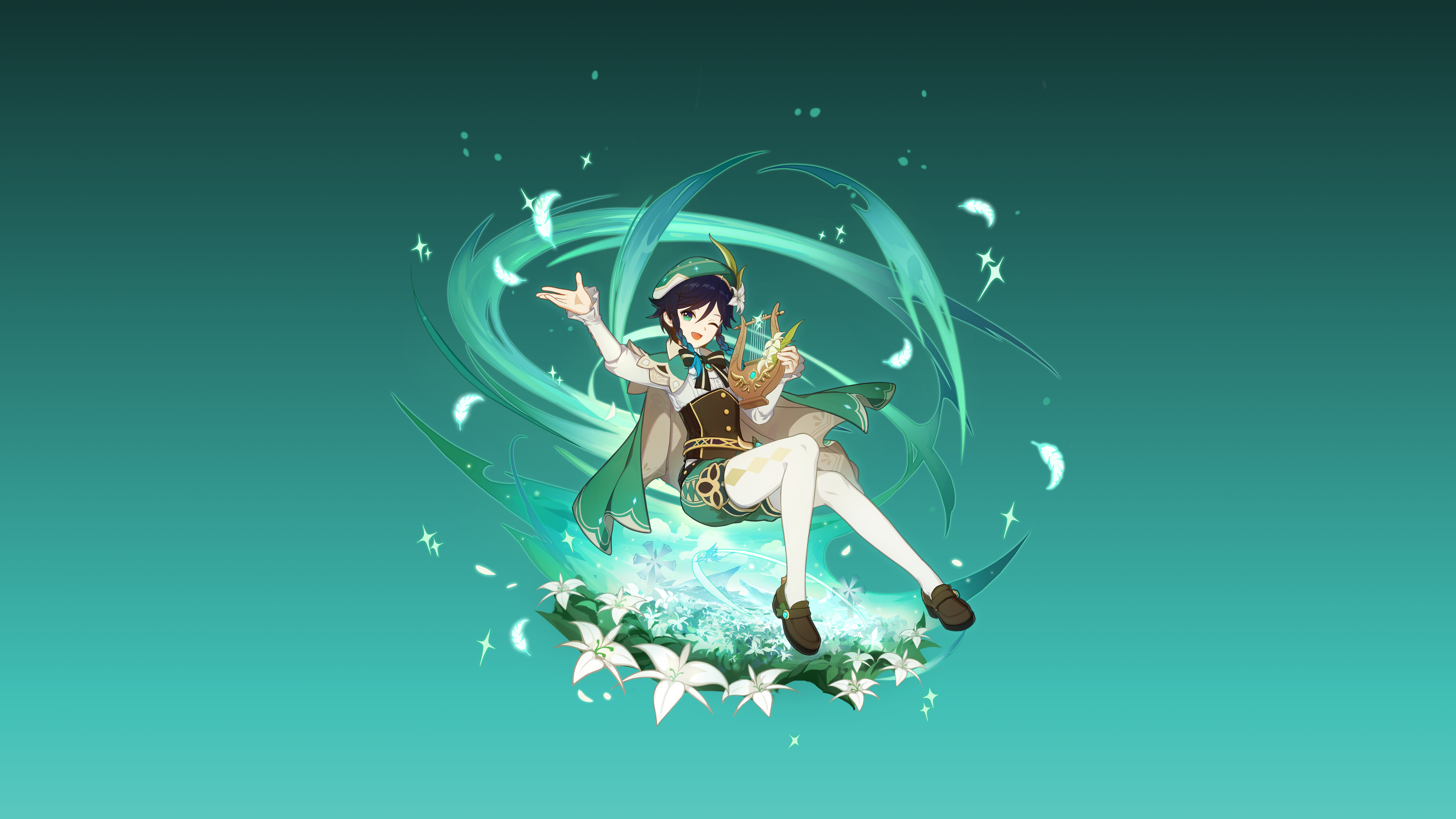 4K Genshin Impact Venti with Lyre HD Wallpaper